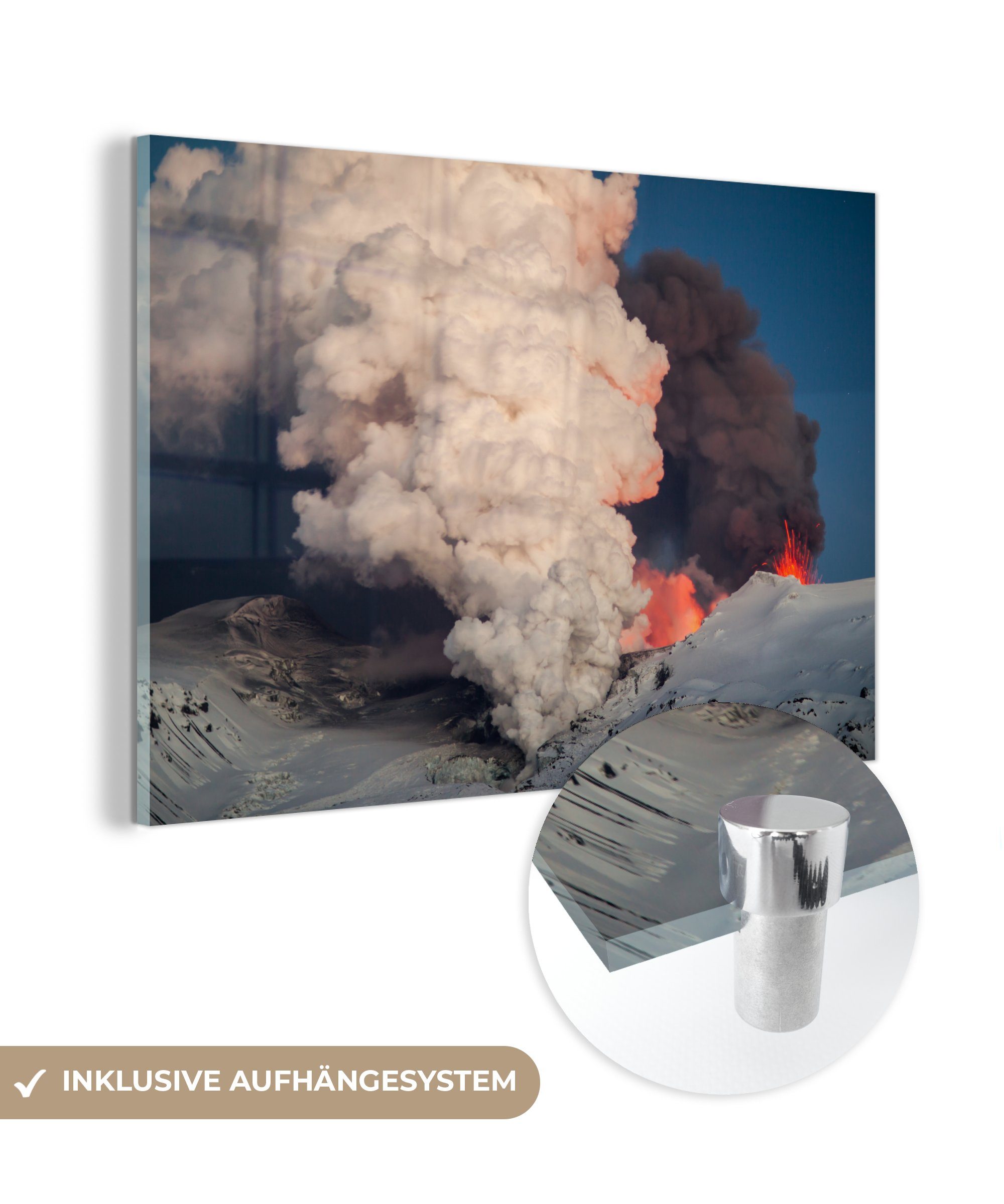 MuchoWow Acrylglasbild Ausbruch des Eyjafjallajökull, (1 St), Acrylglasbilder Wohnzimmer & Schlafzimmer
