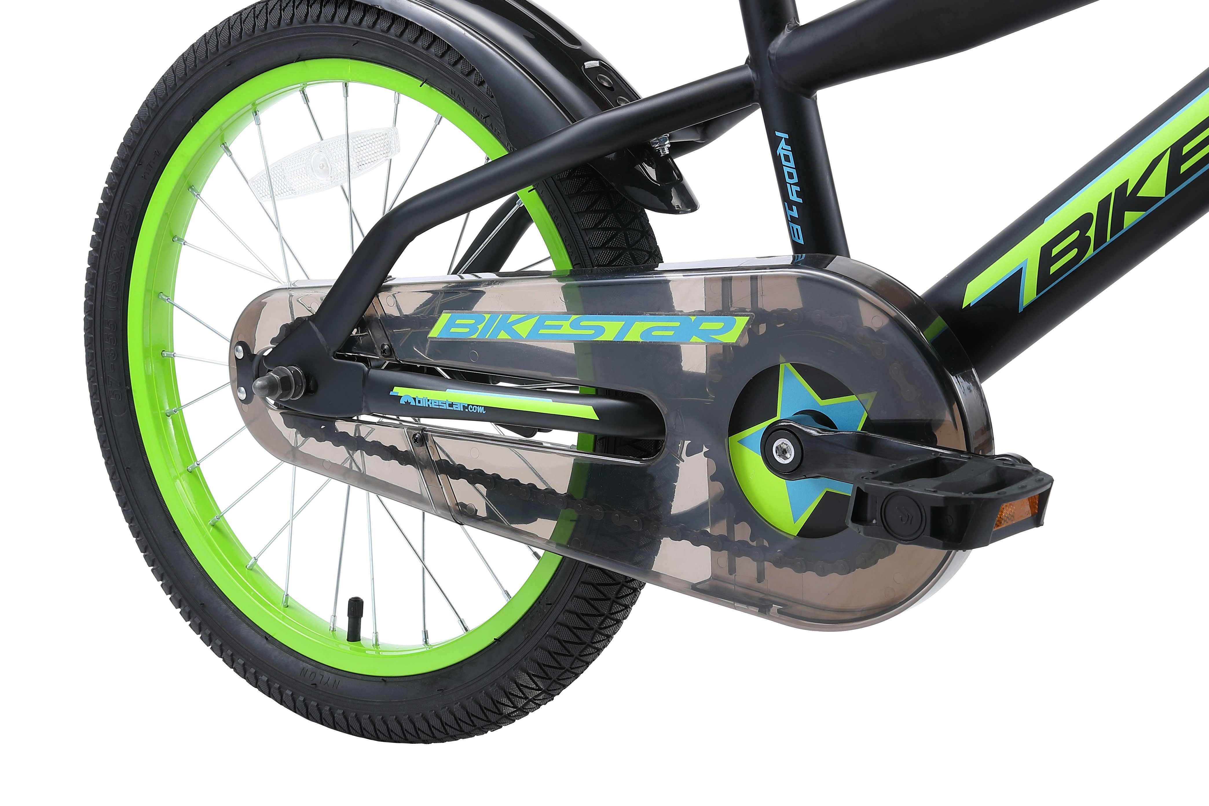 Bikestar Urban Jungle children's bicycle, 18 inch, from 109 cm, 5 - 7 years, boys, girls, 1 gear, hand brake, coaster brake, chain guard, height adjustable