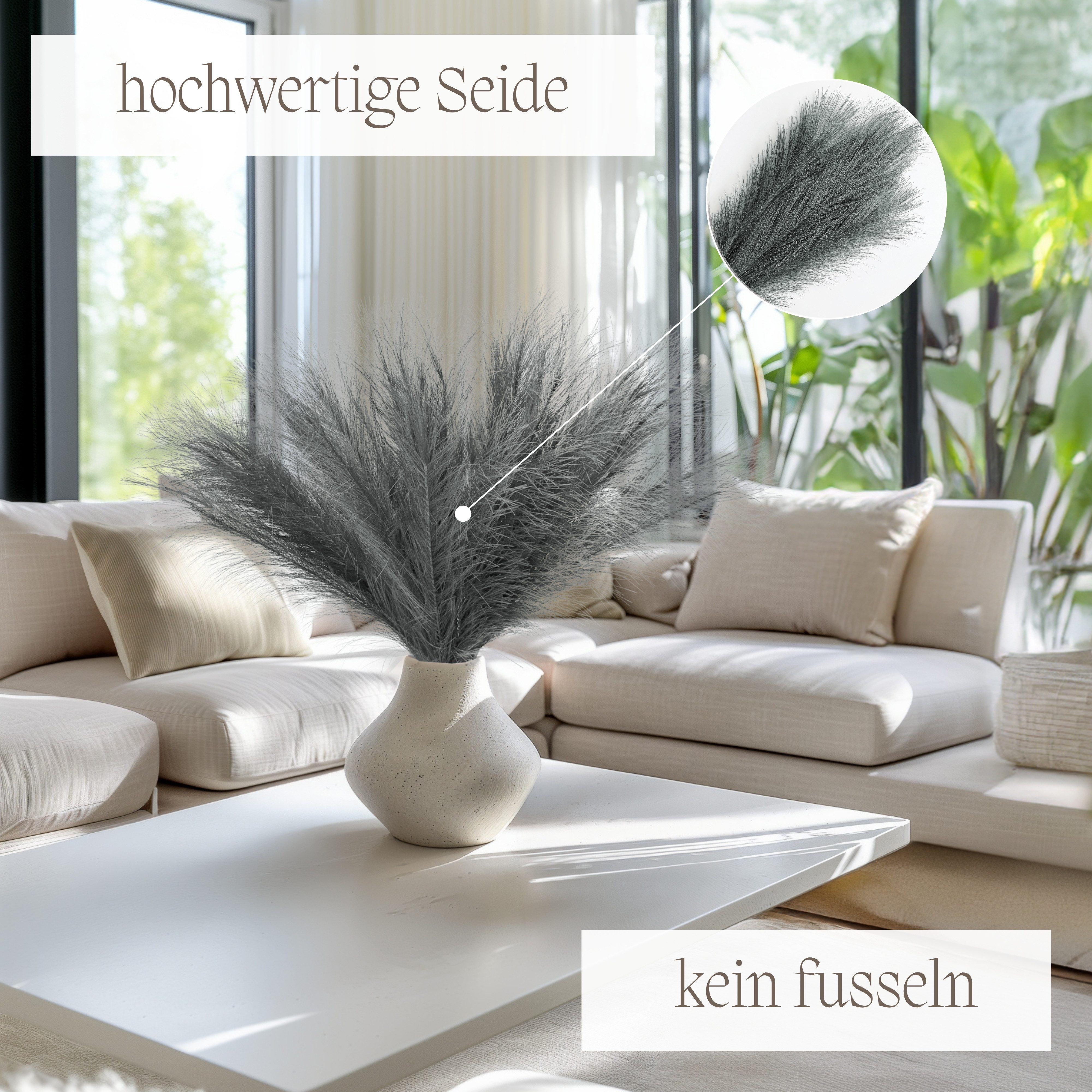 Kunstblume Pampasgras Groß Pampasgras Künstlich Pampasgras Schwarz Pampasgras Xxl Pampasgras, Nina-Maria's Deko Gold, Höhe 55 cm, 5er Set in verschiedenen Farben erhältlich