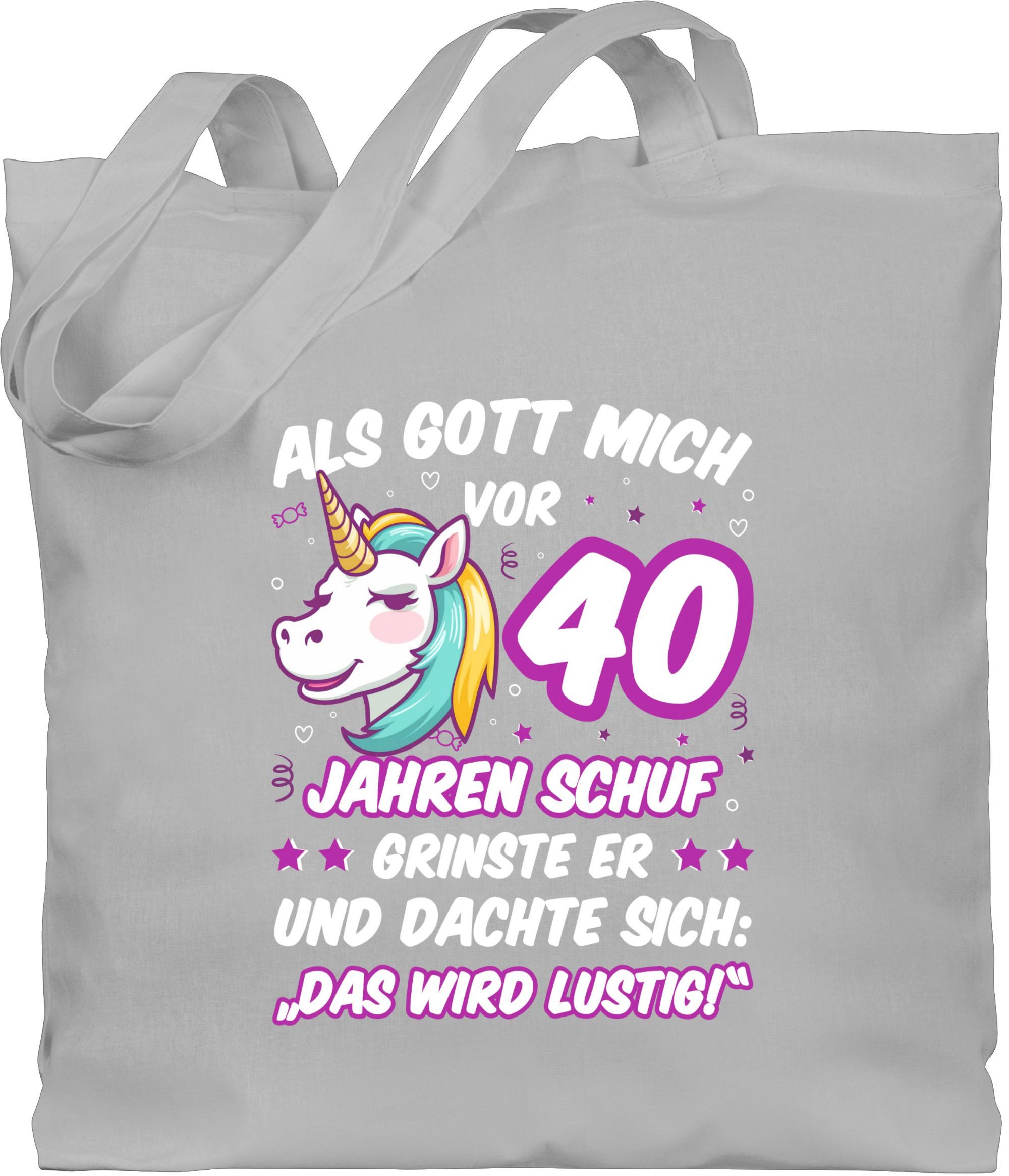 Umhängetasche Als Gott mich vor 40 Jahren schuf grinste er - Einhorn Einhornkopf