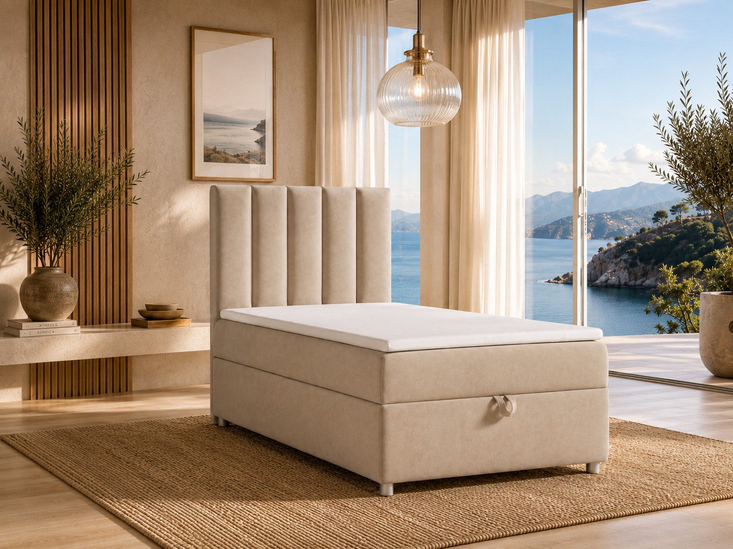 Best for Home Boxspringbett Trinity K10 SINGLE mit Bettkasten & Bonellfederkern, Komfort Topper H3 (Einzelbett, Polsterbett gepolstertes Kopfteil, Jugendbett, Kinderbett versch. Größen, 1-St., 70x200 80x200 90x200 100x200 cm), Stauraum unter dem Bett, Erg