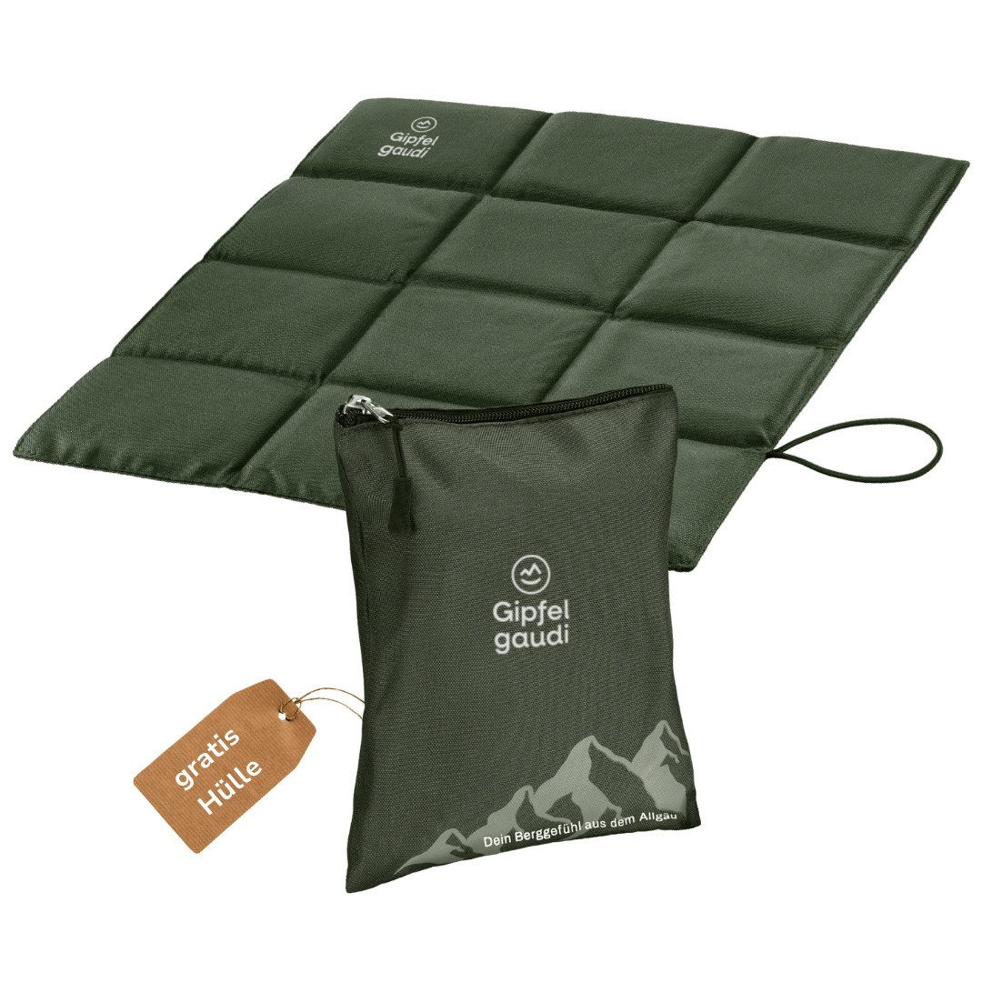 Gipfelgaudi Thermositzkissen Outdoor Sitzkissen faltbar inkl. Tasche, Ultraleicht & Wasserfest, isolierend, rutschfest und bequem