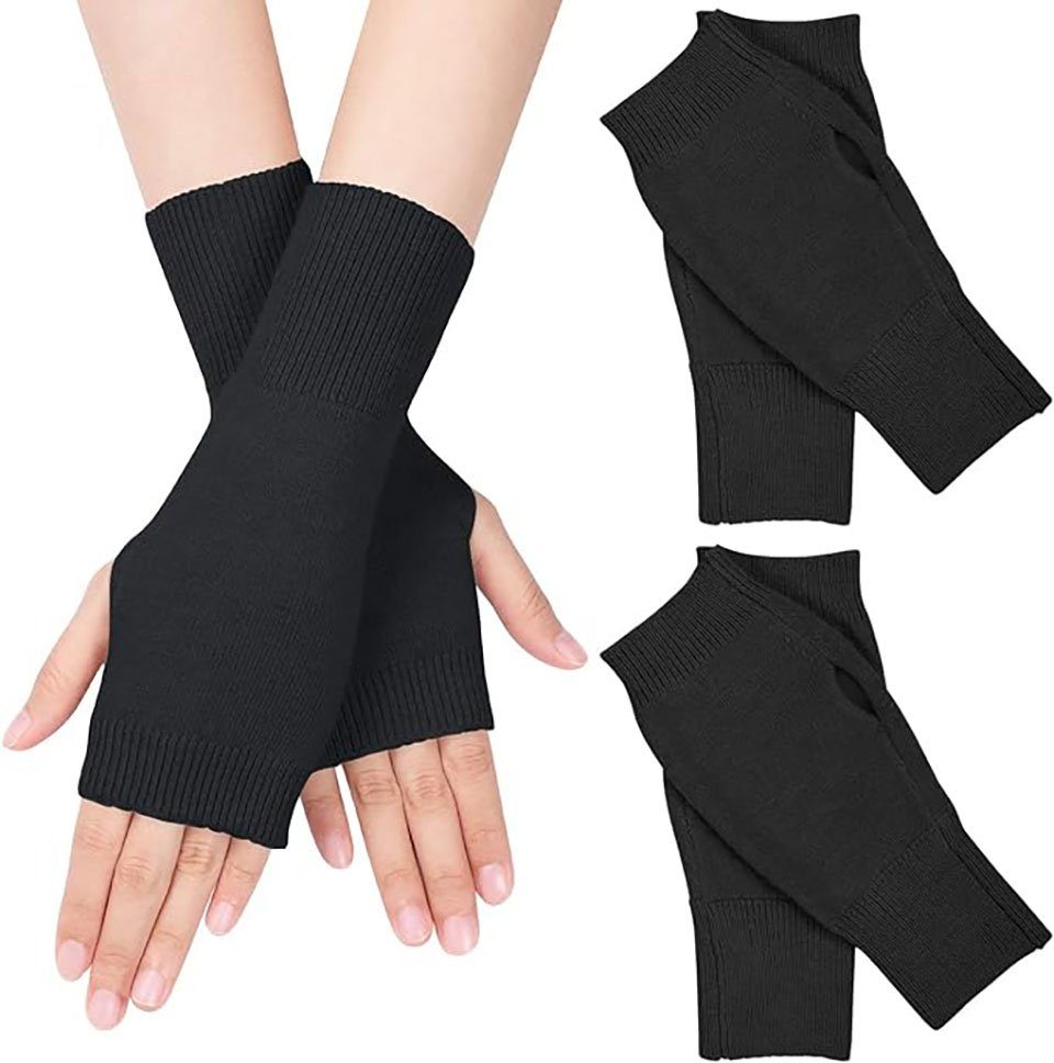 YYV Trikot-Handschuhe Halb Fingerlose Handschuhe, Winter Pulswärmer Handschuhe Unisex Warm Weiche Strickhandschuhe