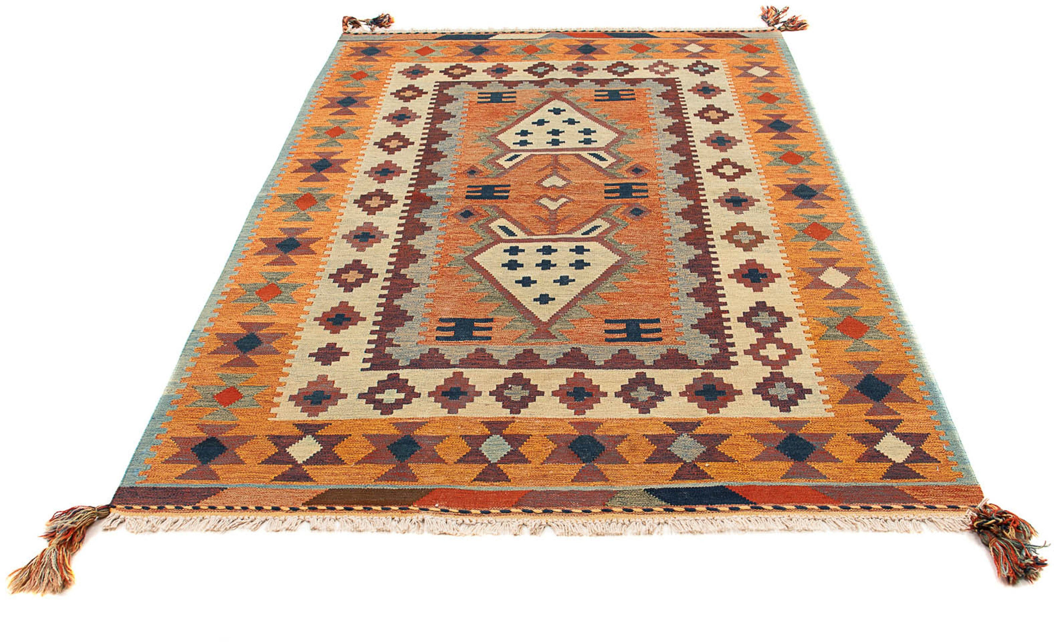 Wollteppich Kelim - Oriental - 212 x 143 cm - mehrfarbig, morgenland, rechteckig, Höhe: 4 mm, Wohnzimmer, Einzelstück