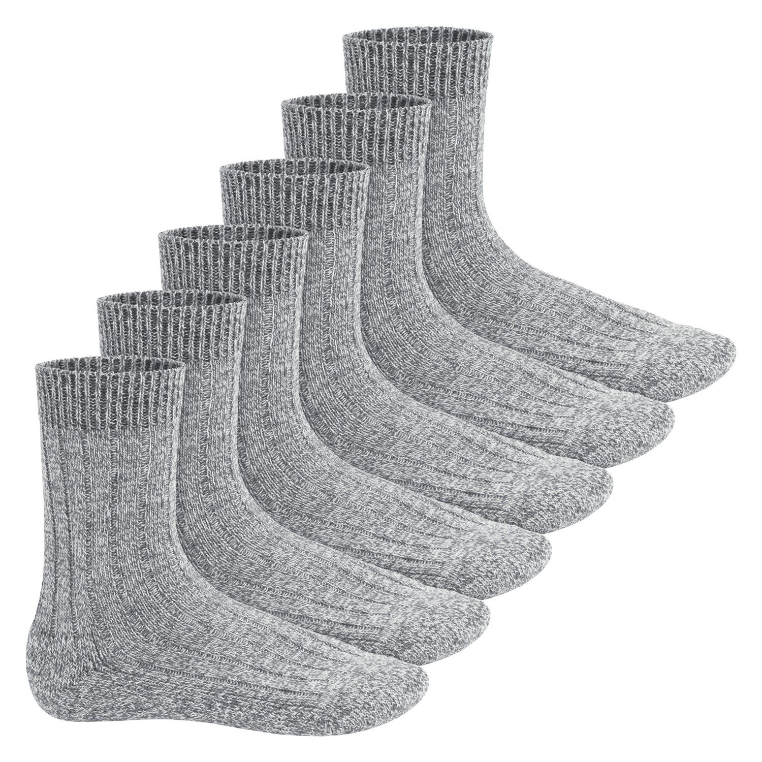 Footstar Norwegersocken Herren Winter Norweger Socken (6 Paar) Frottee Plüschsohle Hellgrau