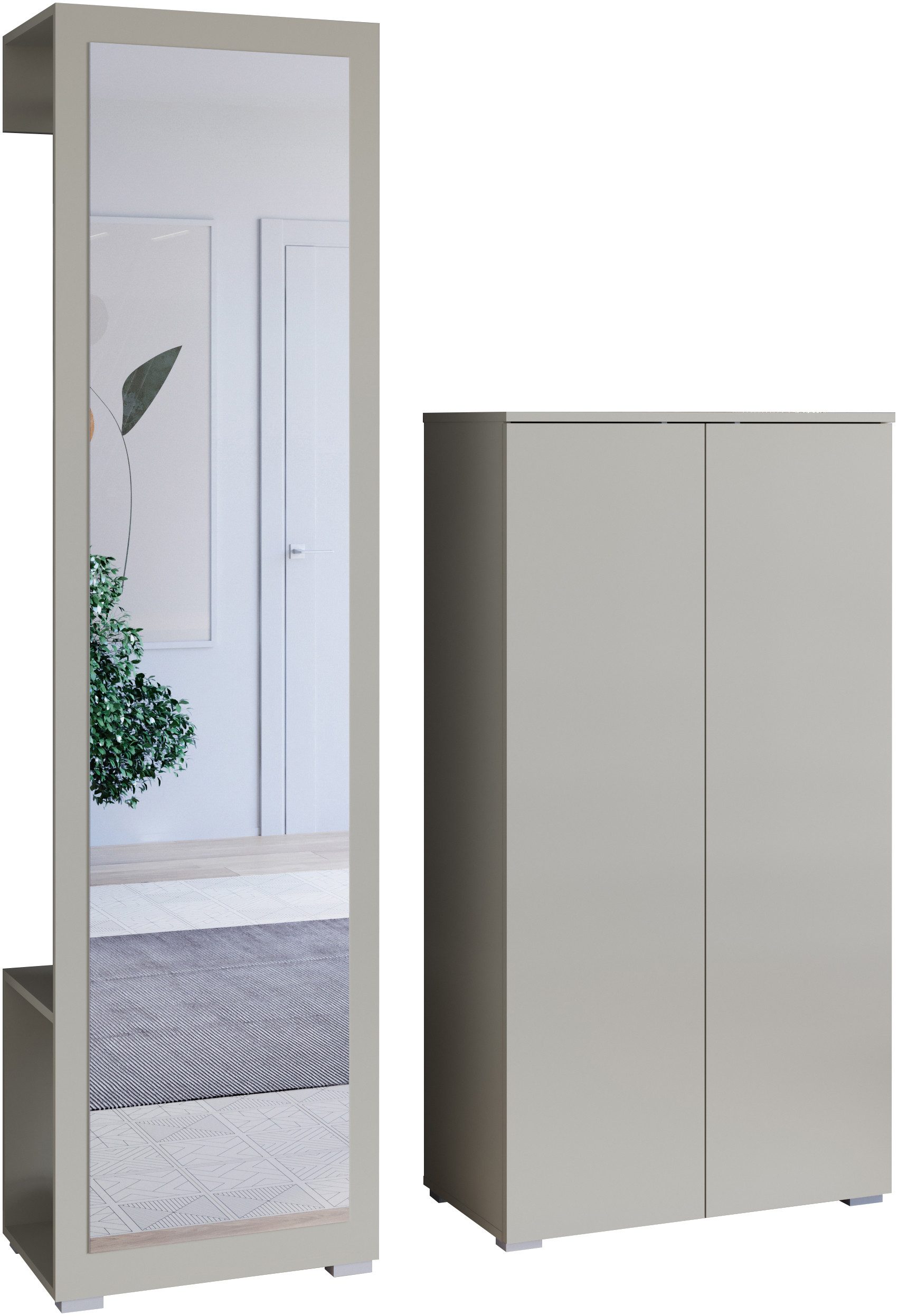 OTTO home Garderoben-Set PARIS/ TOKYO, (Komplett-Set, 2-St), Garderoben-Set Breite 130cm, moderne grifflose Flurmöbel Kleiderstange