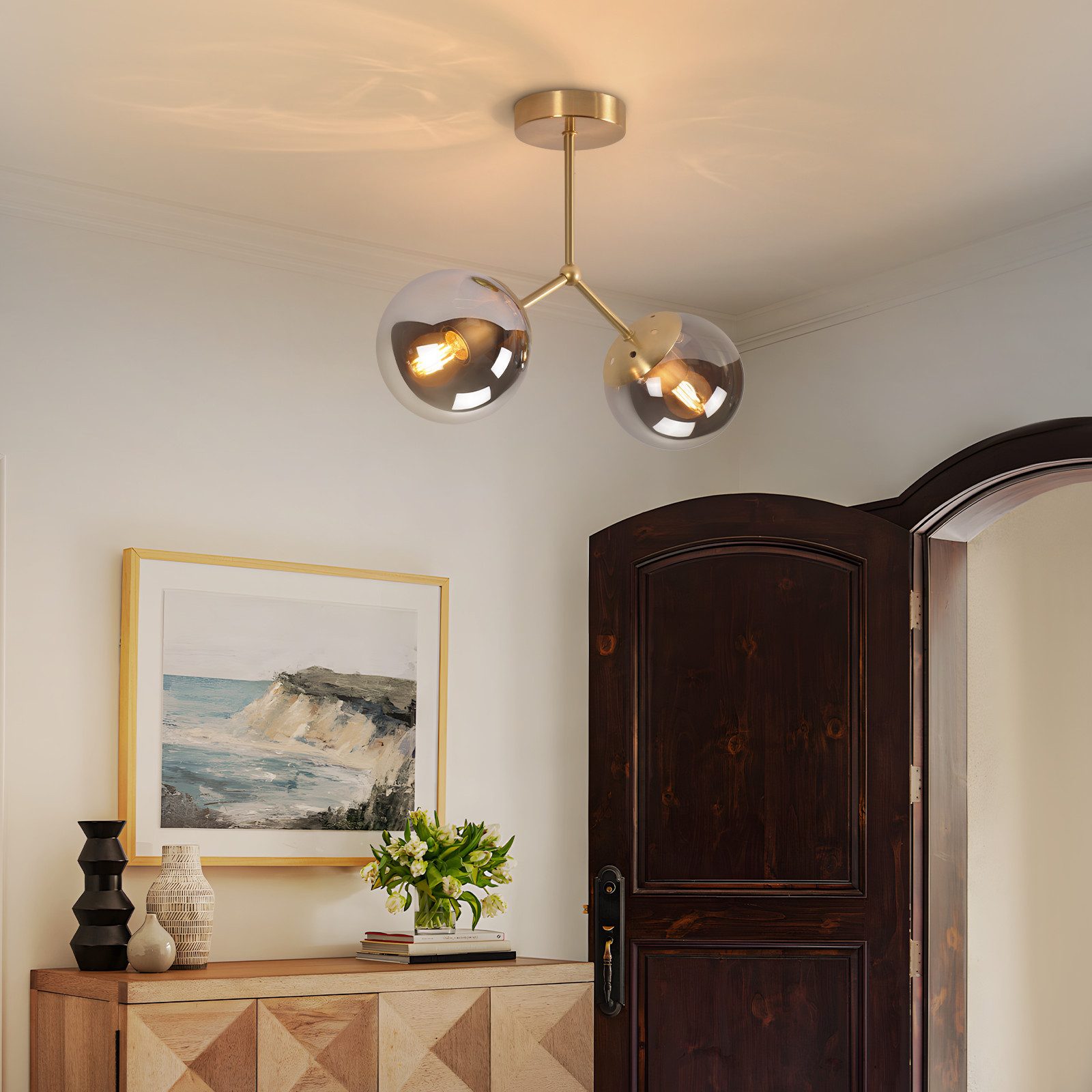 Nettlife Deckenleuchte Glas Schwarz Vintage 3/5 flammig E27 Industrial Flur günstig online kaufen