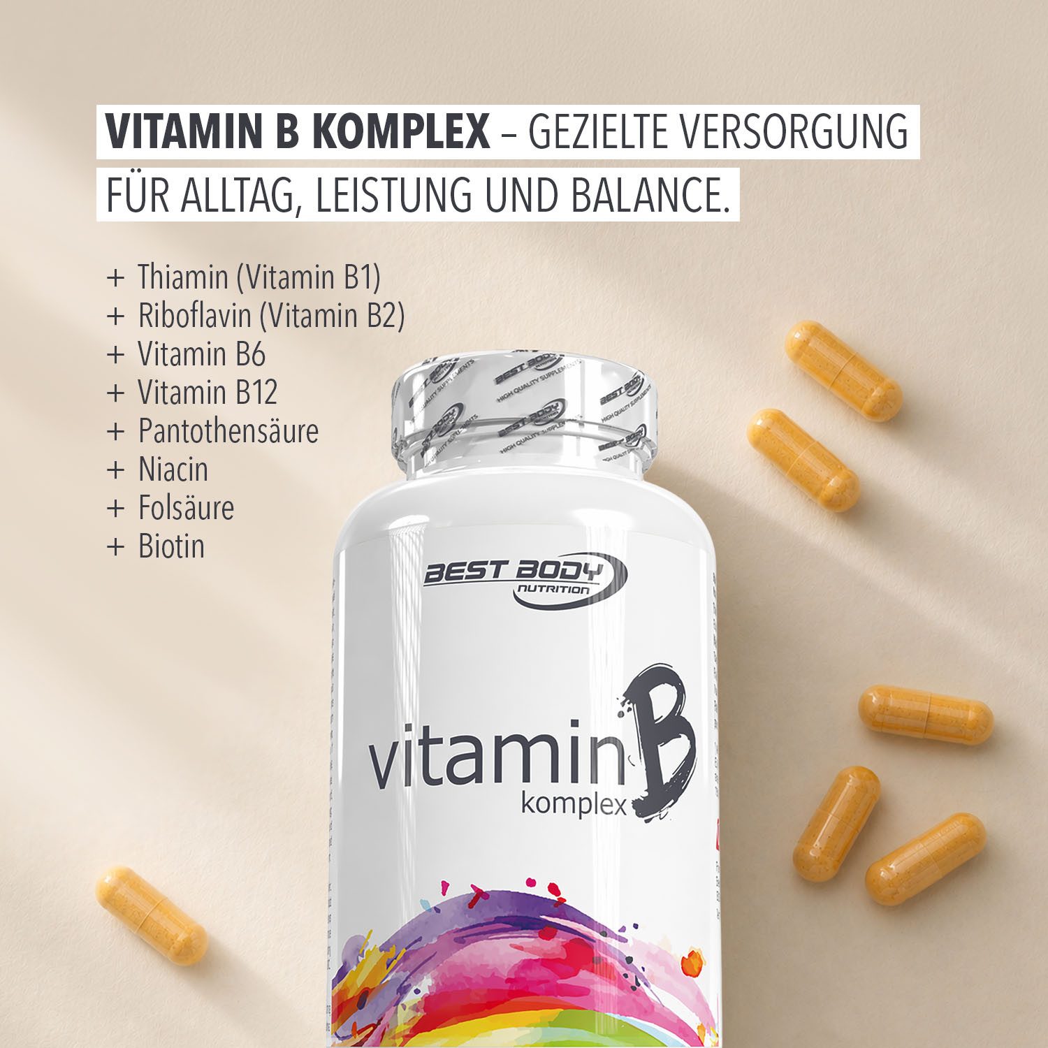 Best Body Nutrition Vitamin B Komplex Kapseln - 100 Stück/Dose Kapsel, 70.2 g