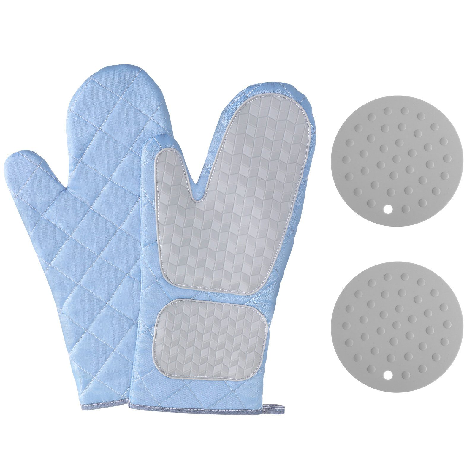 Silikon Topflappen Topfhandschuhe, EIVOTOR Anti-Rutsch für mit Backen Kochen, Kochhandschuhe), (Backhandschuhe Baumwolle 2 aus
