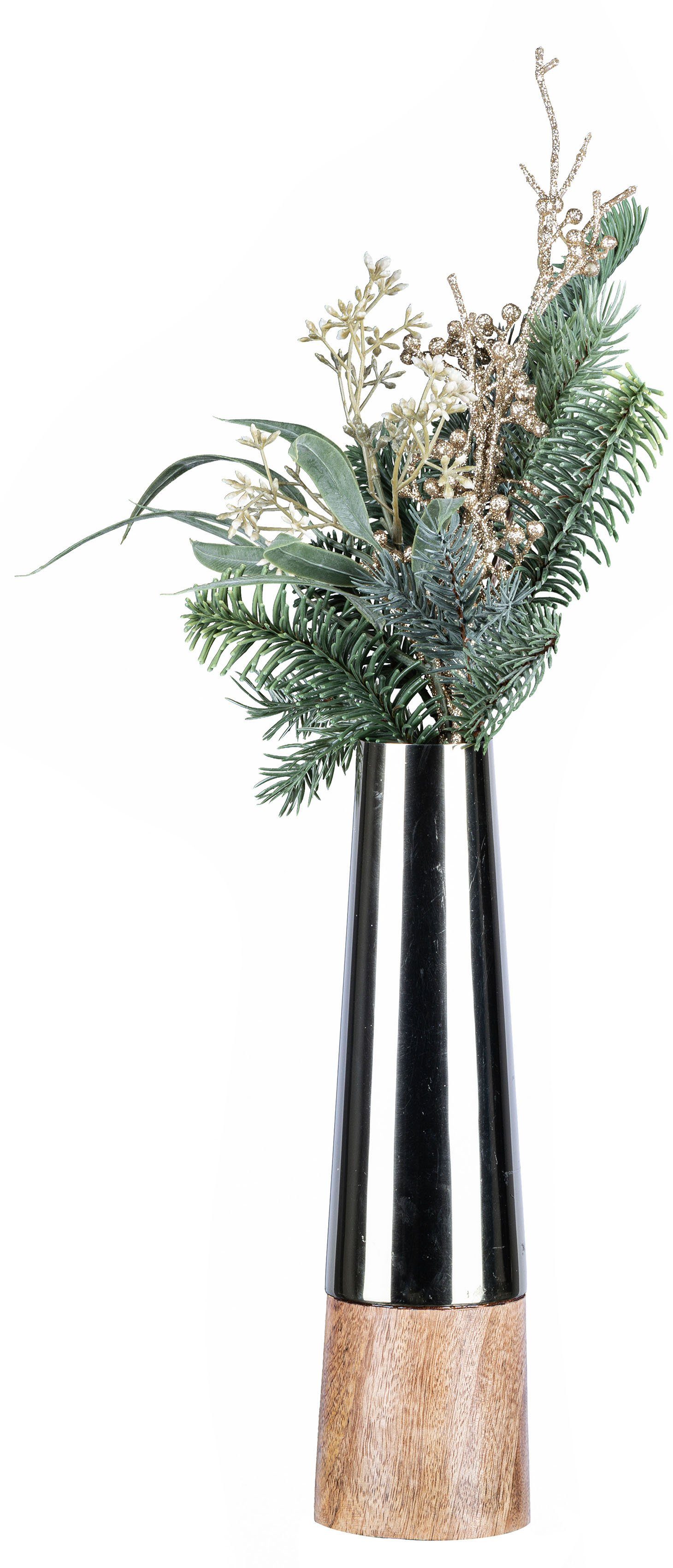 Creativ deco Dekovase Weihnachtsdeko (Set, St., Bouquet), Tannen-Mix-Bouquet 2 Vase, 1 hübschem 1 mit