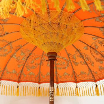 Oriental Galerie Sonnenschirm Balinesischer Sonnenschirm 180 cm Bemalung Orange Gelb Model Bella