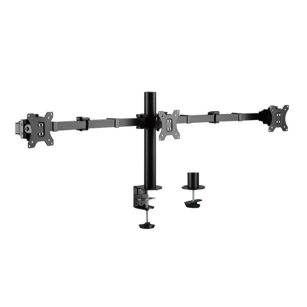 LogiLink Monitor-Halterung BP0107 Triple, (für 3 Monitore, 17" bis 27", Tischhalterung, verstellbare Armlänge, max. 7 kg, für TV-Monitor, Computermonitor / PC-Monitor, Schwarz)