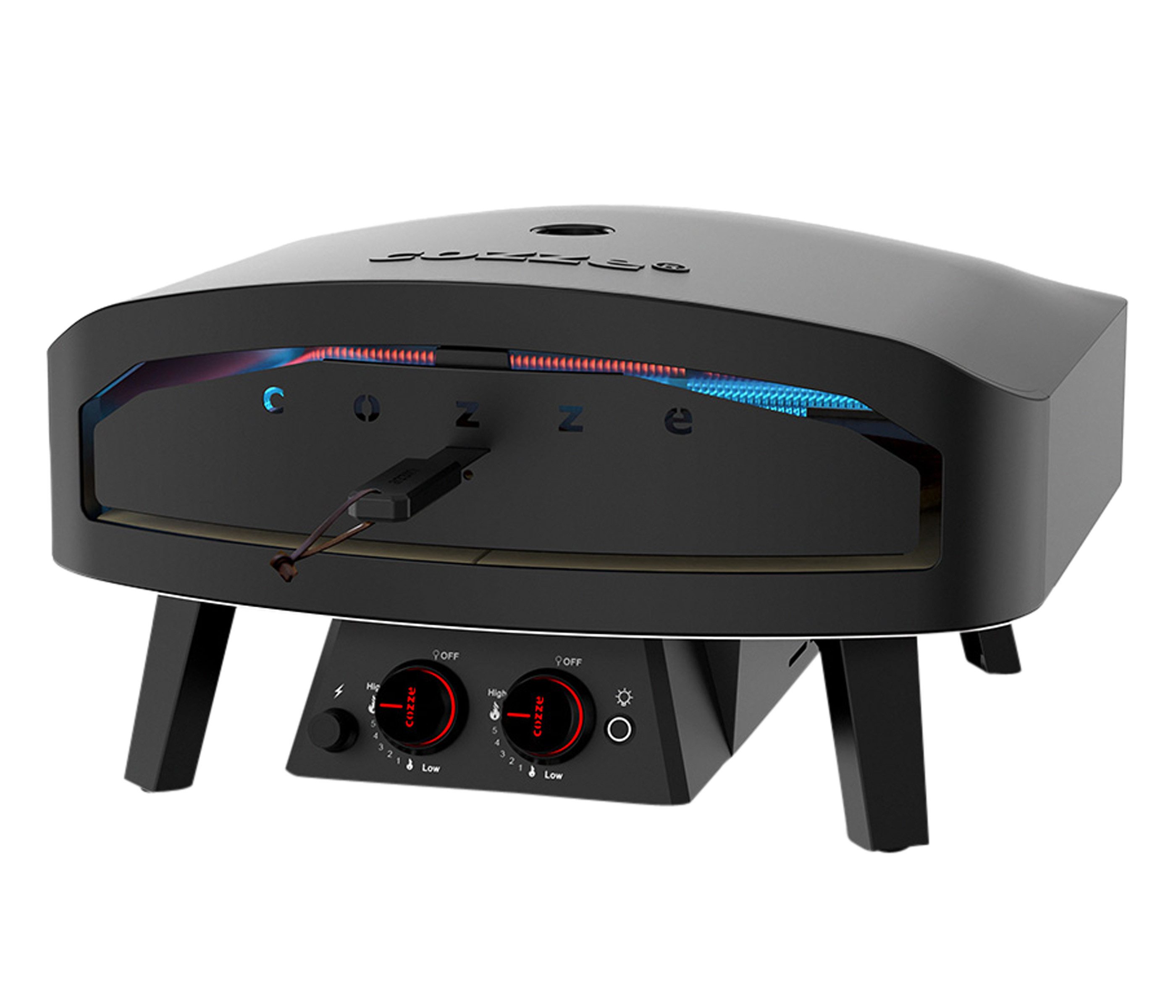 COZZE Pizzaofen Gas-Pizzaofen Classic Black Edition 24", Backtemperatur bis 600°C, inkl. Pizzastein, Grillfläche 60 x 59.5 cm, 13 kW