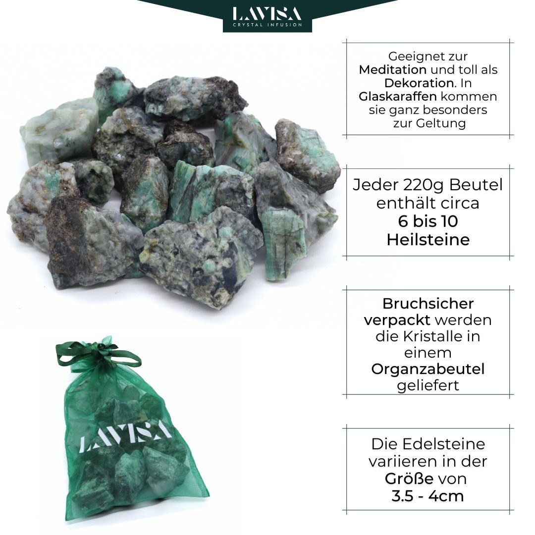 LAVISA Edelstein Smaragd echte Dekosteine, Natursteine Kristalle, Mineralien Edelsteine