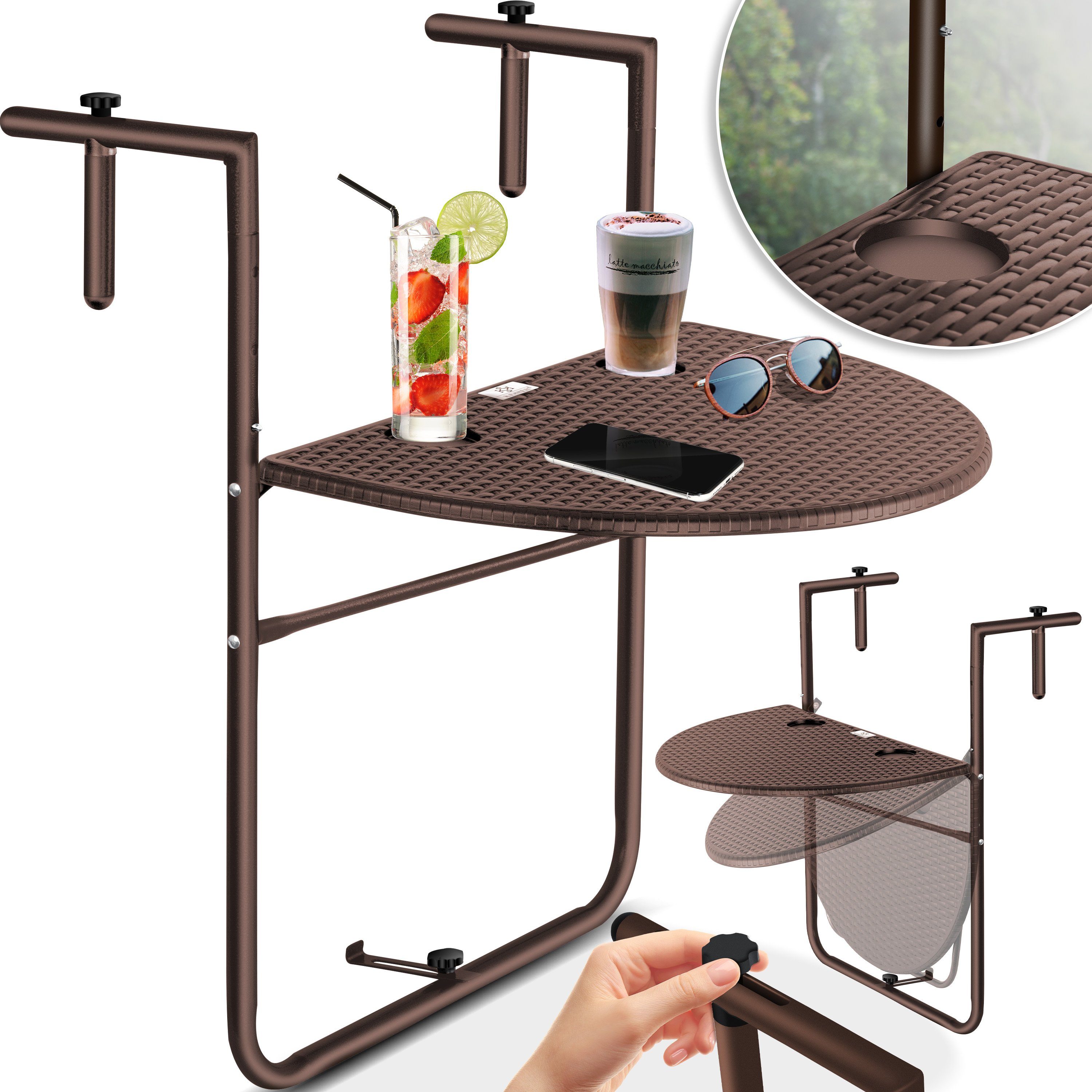 KESSER Balkonhängetisch, klappbar Balkontisch zum Einhängen Balkon