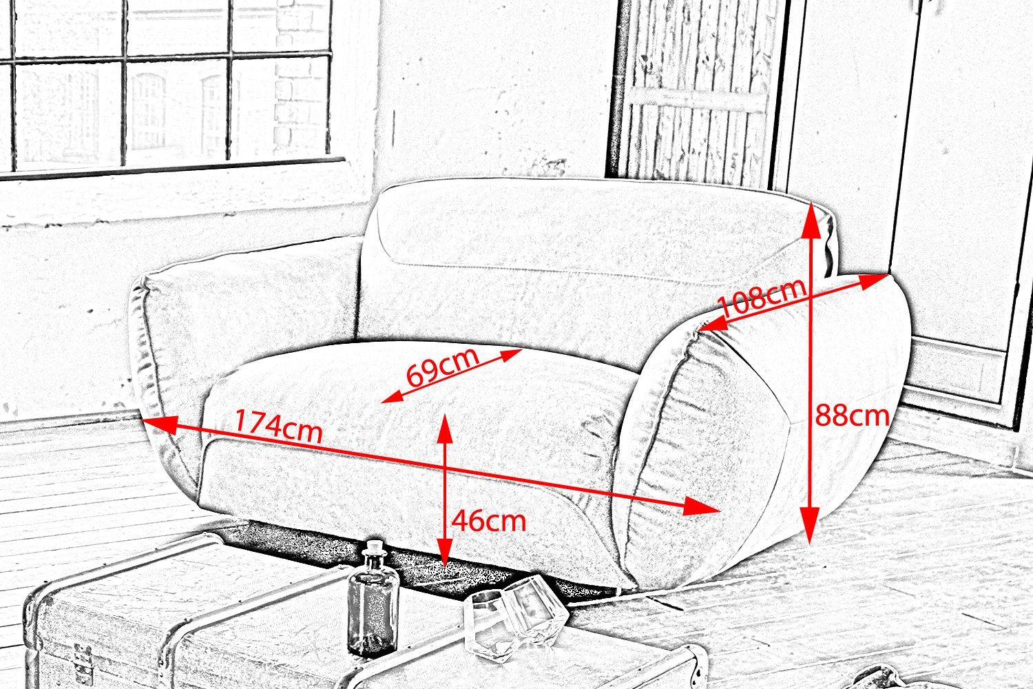 Bezüge versch. versch. KAWOLA Sessel Megasessel DAVITO, 2-Sitzer, und Loveseat Farben