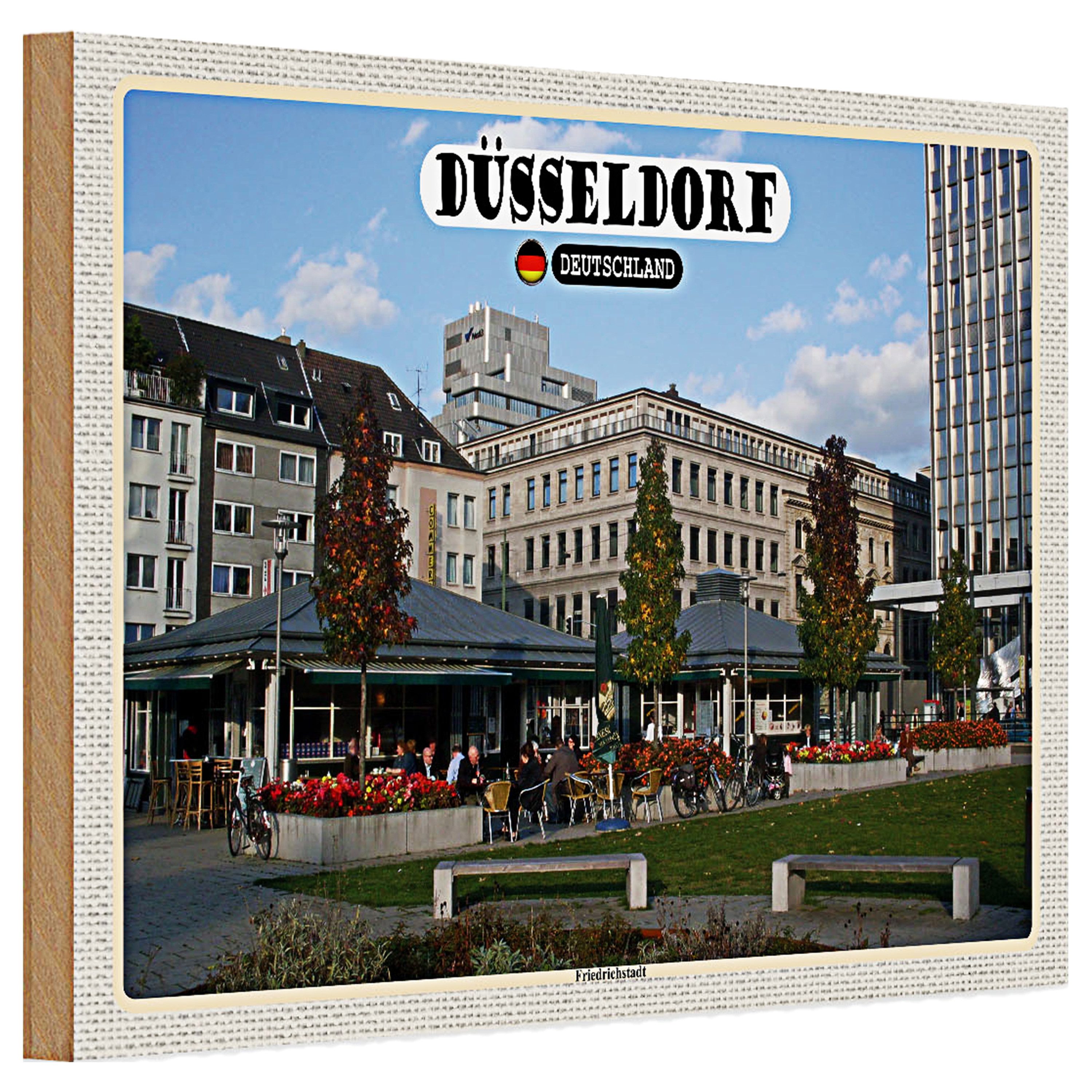 Roomando Holzbild Holzschild Städte Düsseldorf Friedrichstadt Park 30x20cm