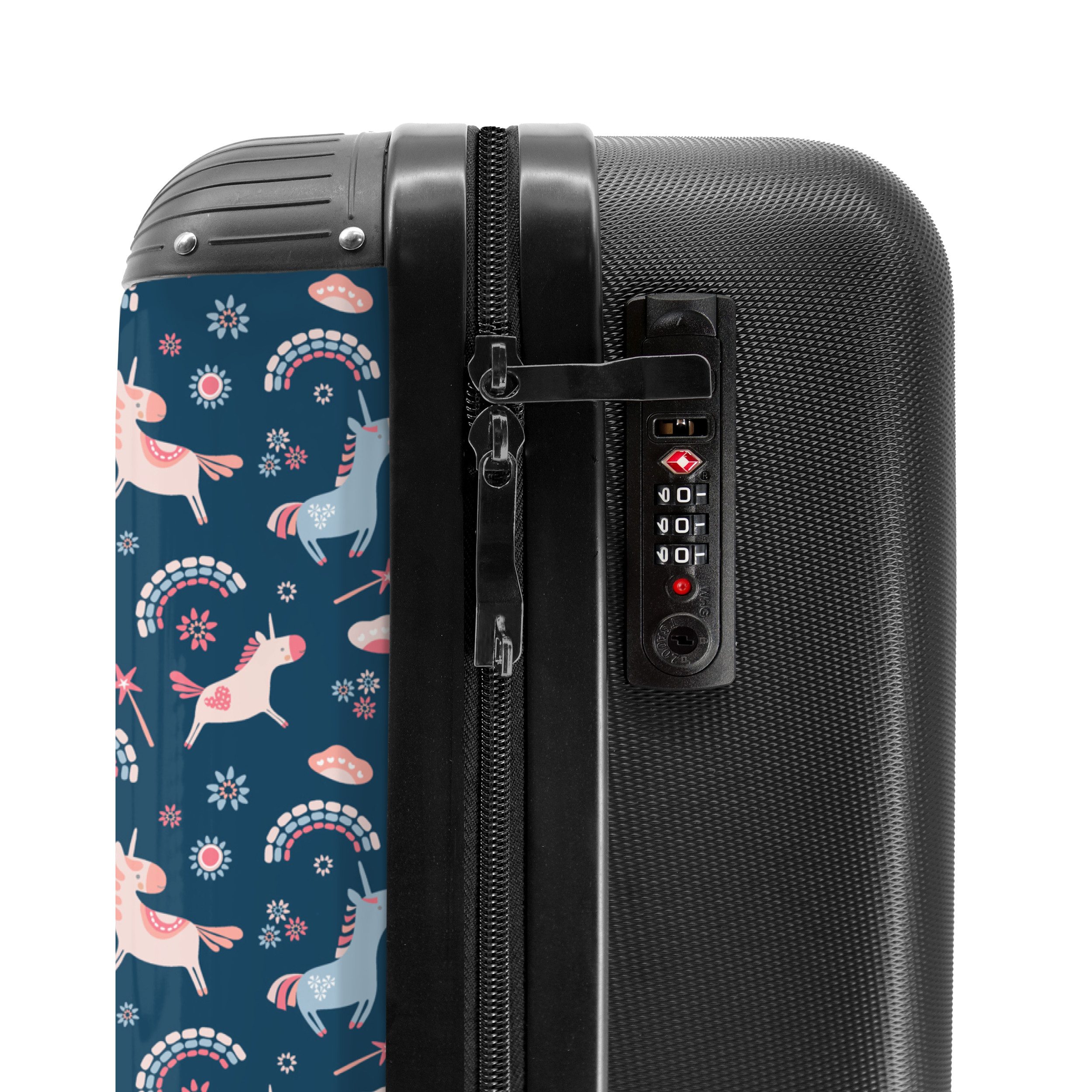 NoBoringSuitcases.com© Kinderkoffer Einhorn - Blumen - Regenbogen - Mädchen - Pastell 55x35x20cm, Handgepäck-Koffer, Kinderkoffer, Reisekoffer Mädchen – Bild 5 von 5