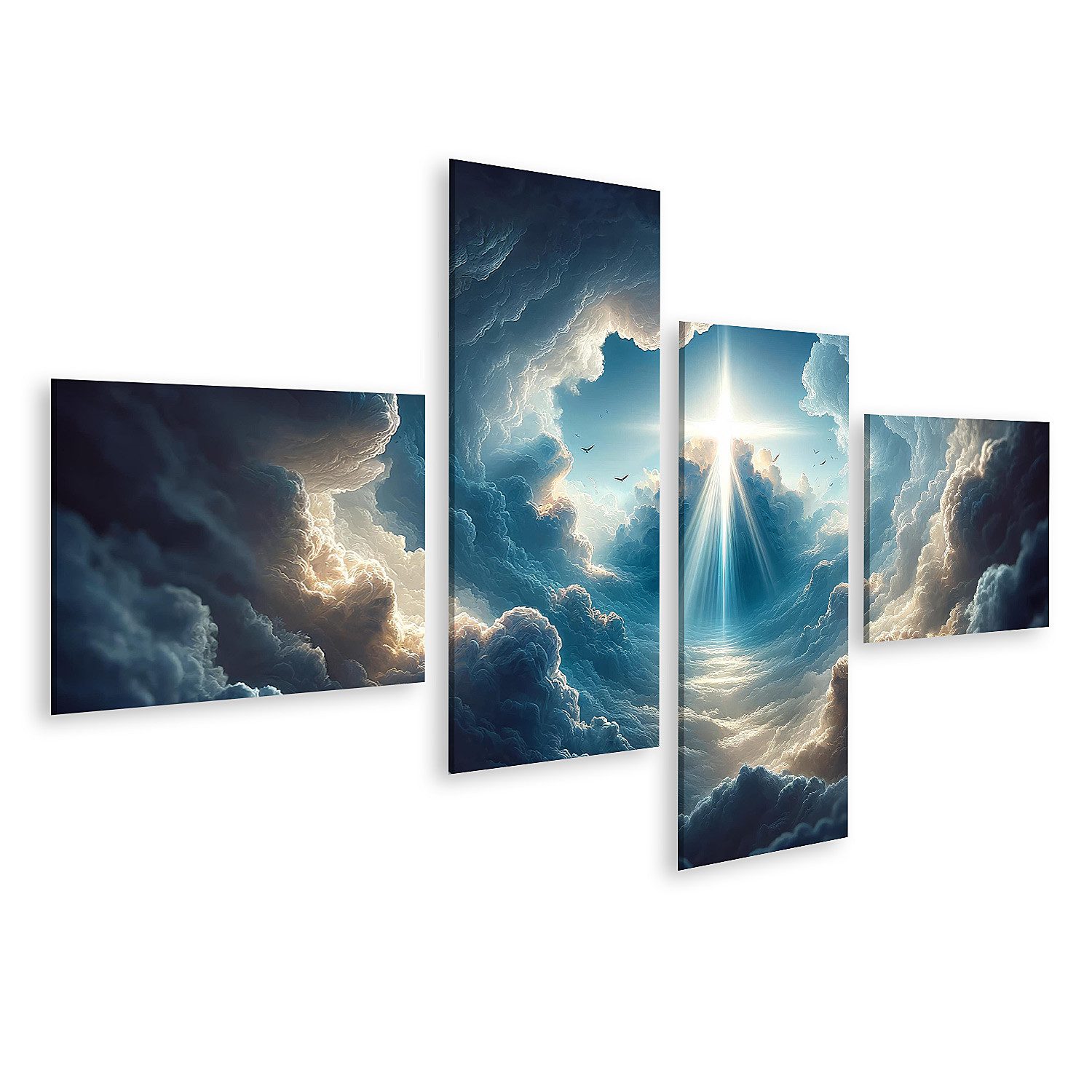 Leinwandbild Dramatischer Sonnenlichtausbruch: Himmel mit Kreuzformation