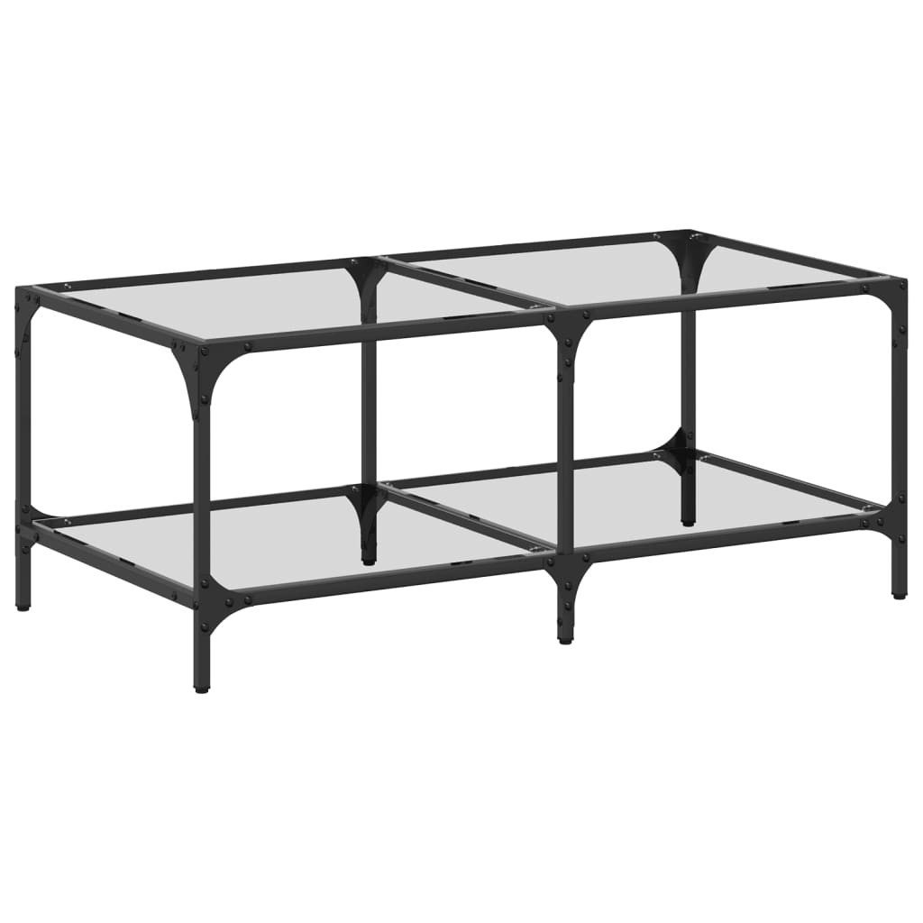 vidaXL Couchtisch Couchtisch mit Glasplatte Transparent 98,5x50x40 cm Stahl (1-St)