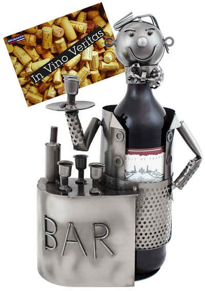 BRUBAKER Weinflaschenhalter Barkeeper Flaschenhalter, (inklusive Grußkarte), Metall Skulptur, Wein Geschenk