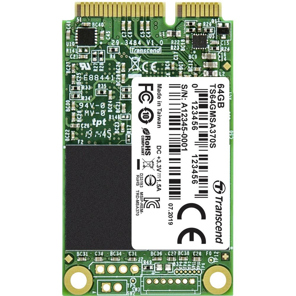 Transcend Transcend 64 GB Interne mSATA SSD SATA 6 Gb/s Retail TS64GMSA370S interne SSD (64)