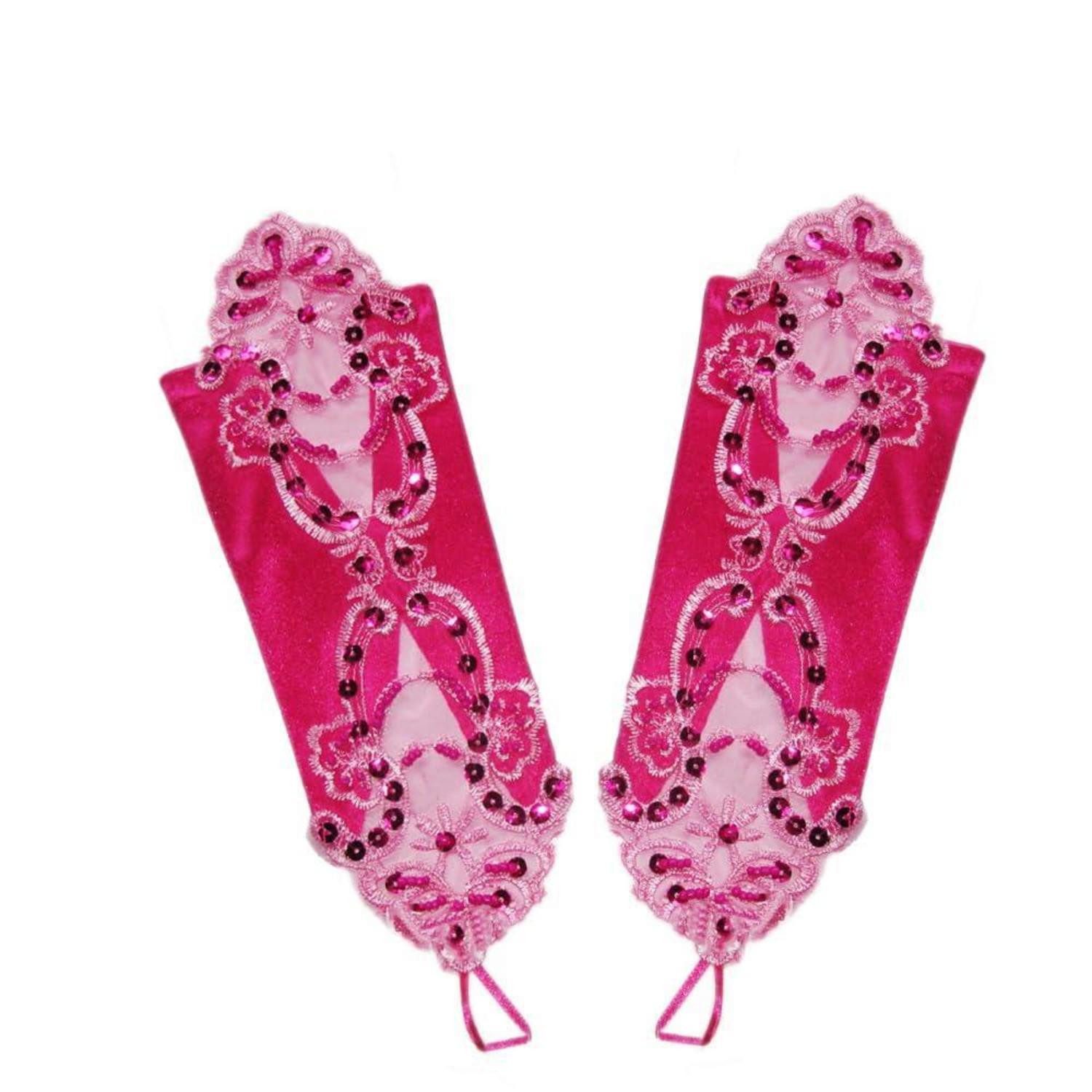 LuxusKollektion Abendhandschuhe Handschuhe Spitze Fingerlos Rosenrot (1-St)