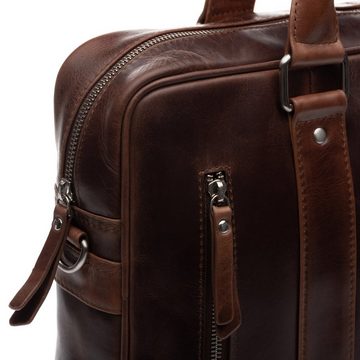 SID & VAIN Laptoptasche STOKED, Laptoptasche 15,4 Zoll echt Leder Unisex, Aktentasche, braun-cognac