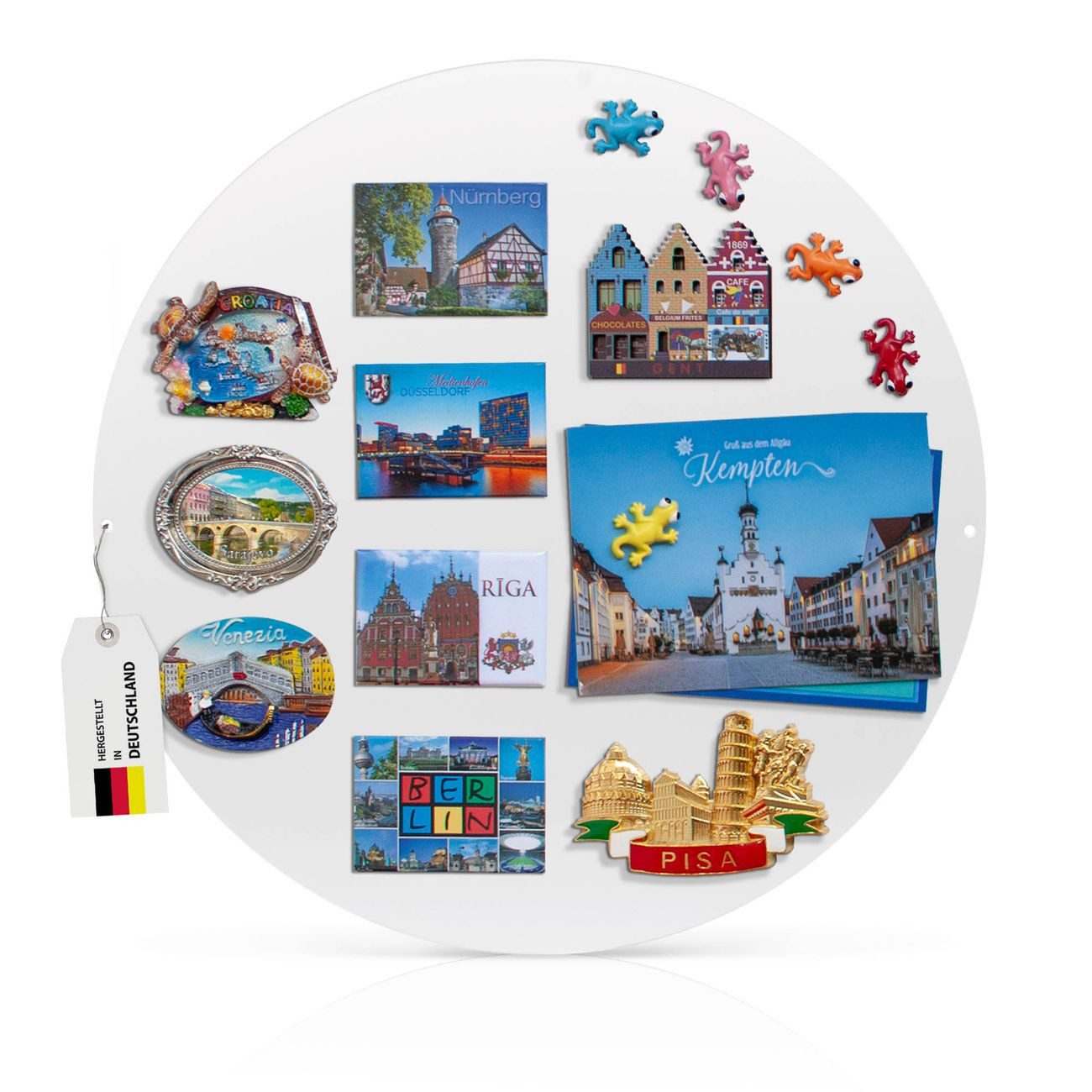 banjado Magnettafel Memoboard Metall Rund Weiß 47cm inkl. 4 Magnete und Mon günstig online kaufen