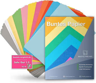 Bastelfreund® Bastelkartonpapier 120x Buntpapier A4 Buntes Papier 120 g/m² - Bastelpapier Tonpapier, Bedruckbar; Papierstärke 120 g/m²