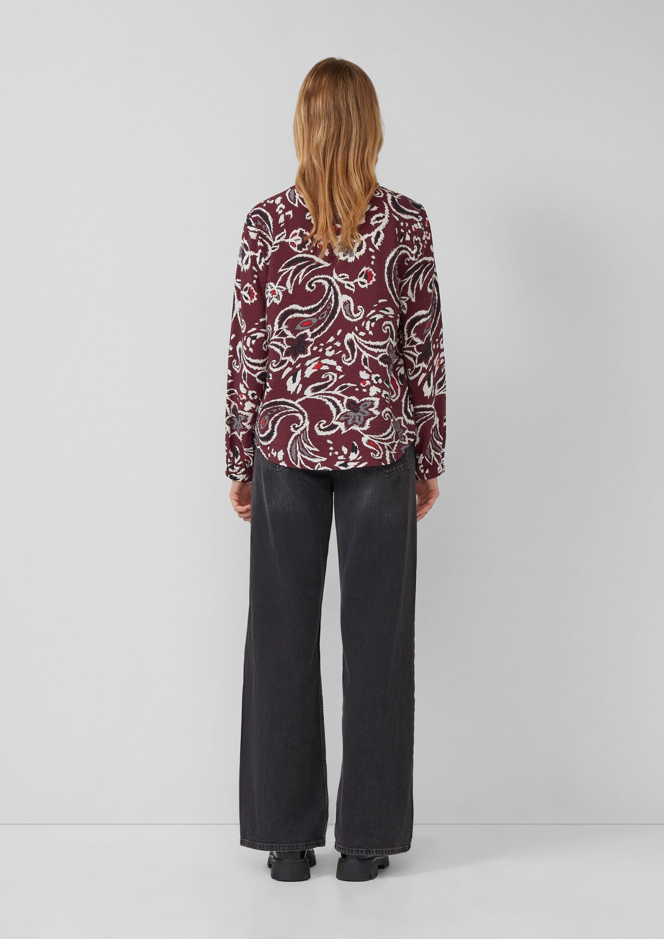 s.Oliver Langarmbluse Bluse Strukturierte Viskosemix-Bluse mit All-over-Print