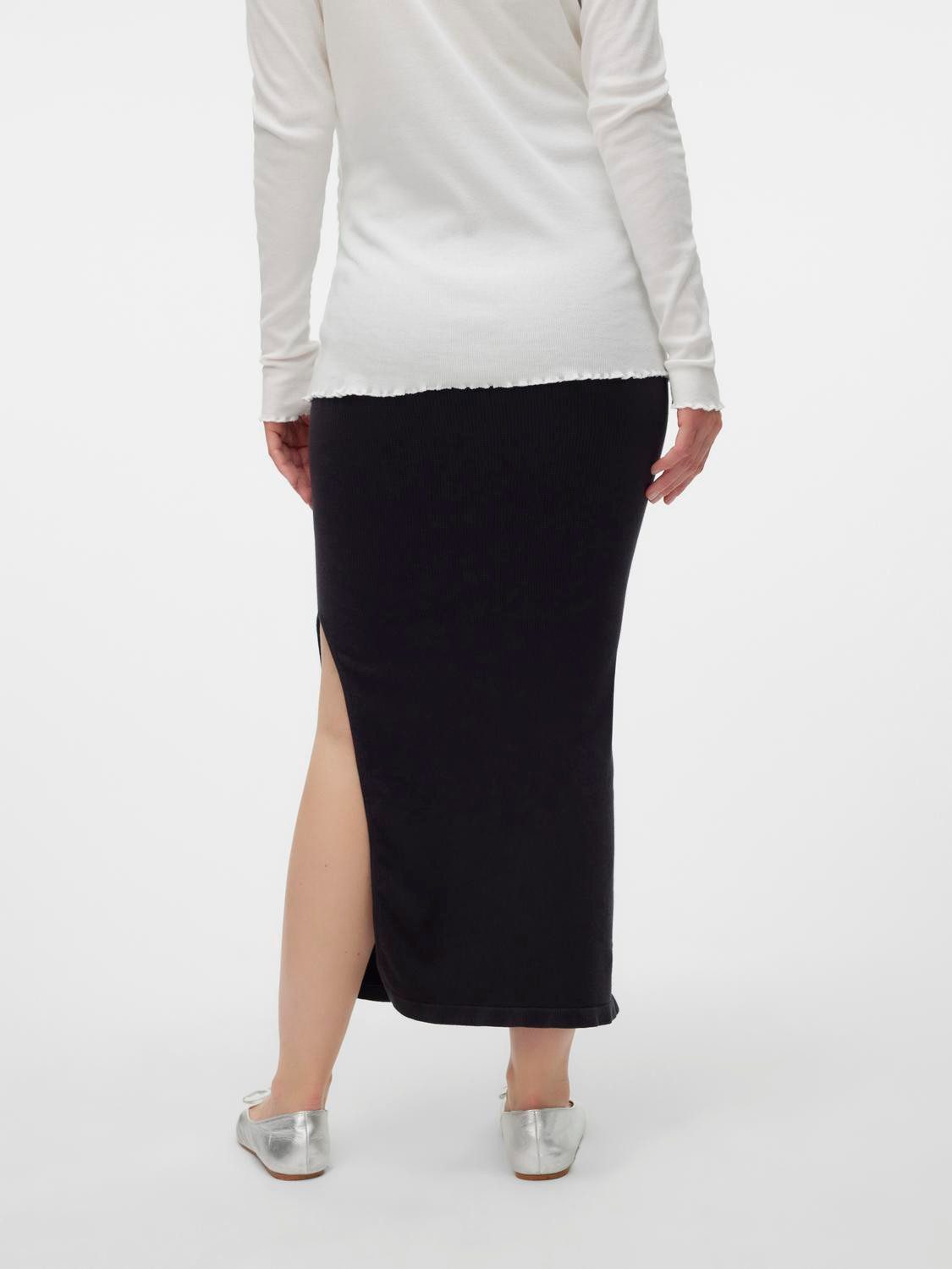 Mamalicious Umstandsrock MLALANIS SEAMLESS AL RIB SKIRT HW NOOS aus Modal, Polyamid und Elasthan, wadenlang, mit Seitenschlitz