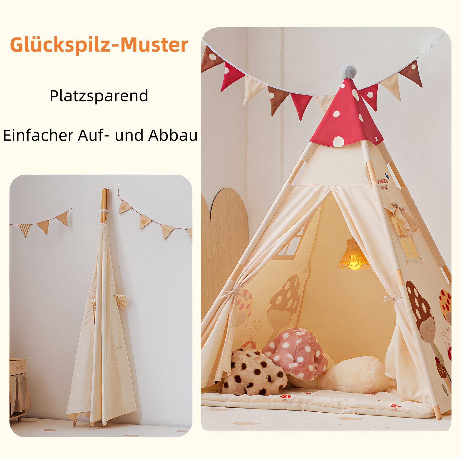SEHAUSEU Spielzelt Tipi-Zelt Kinderzelt Spielhaus mit Bodenmatte