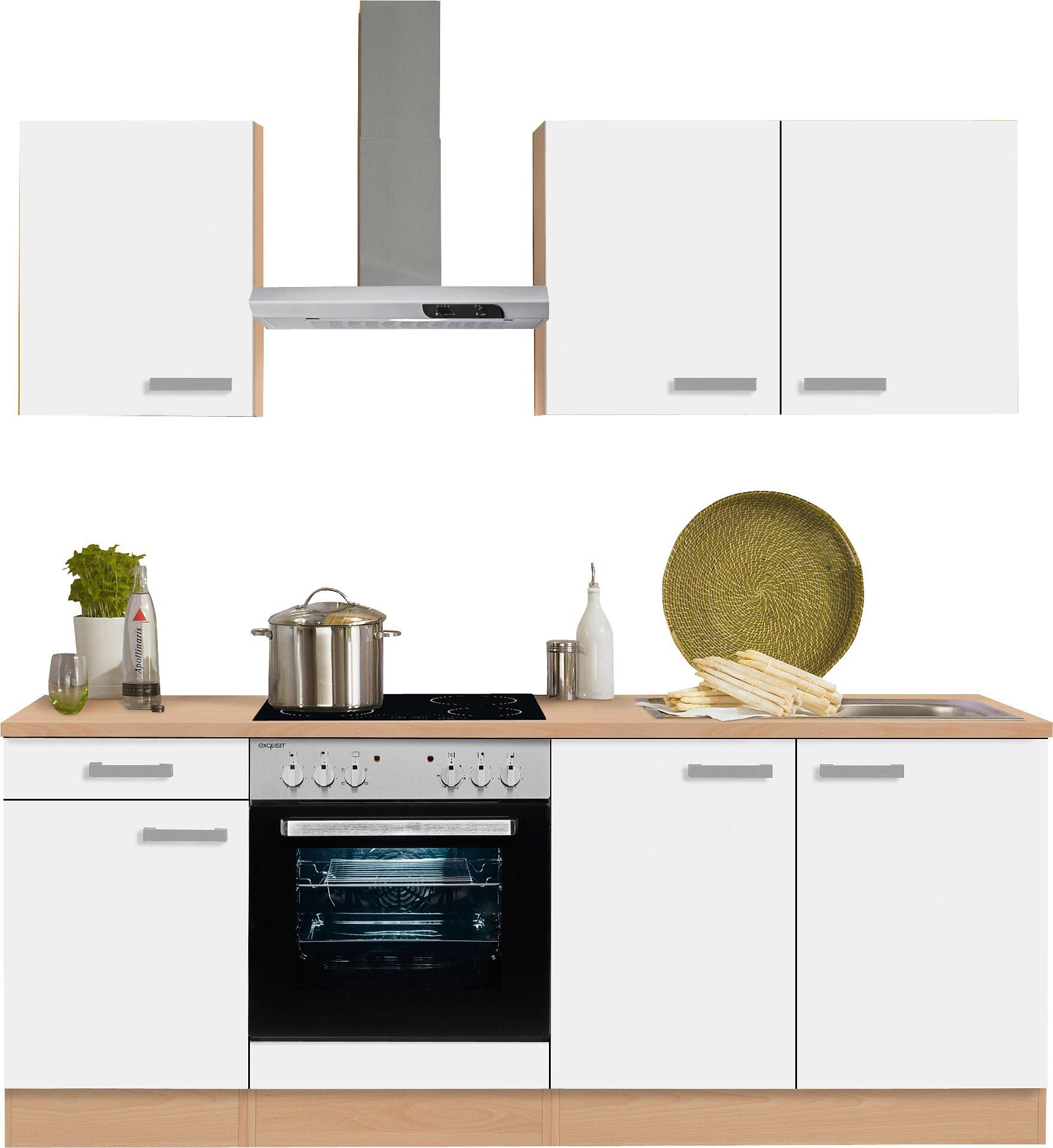 OPTIFIT Küchenzeile »Odense«, ohne EGeräte, Breite 210 cm, mit 28 mm starker Arbeitsplatte, mit