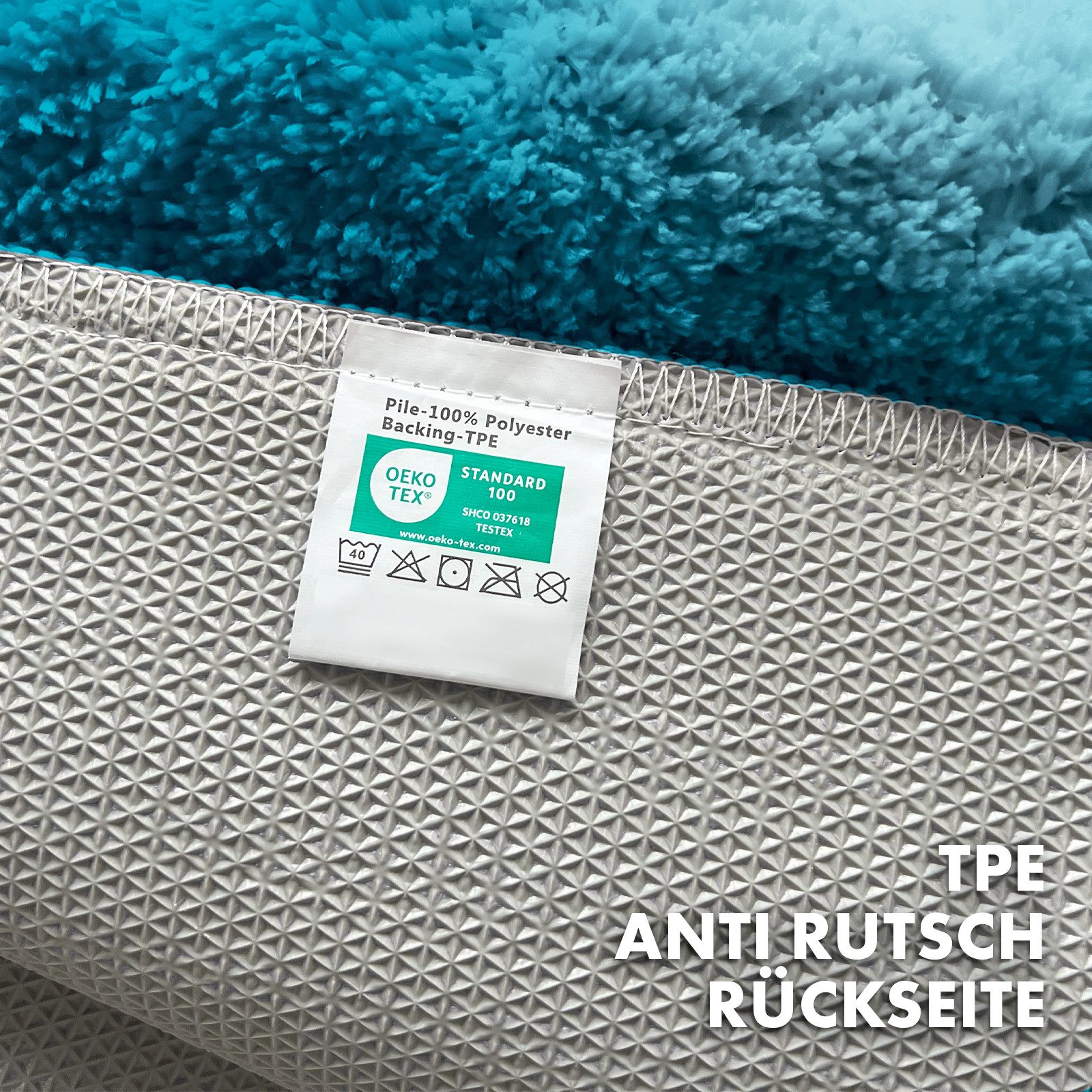 Floordirekt Badematte Maris – Flauschiger Badteppich, Blattstruktur, rutschfest & waschbar, rutschhemmend beschichtet, schnell trocknend, fußbodenheizungsgeeign – Bild 5 von 5