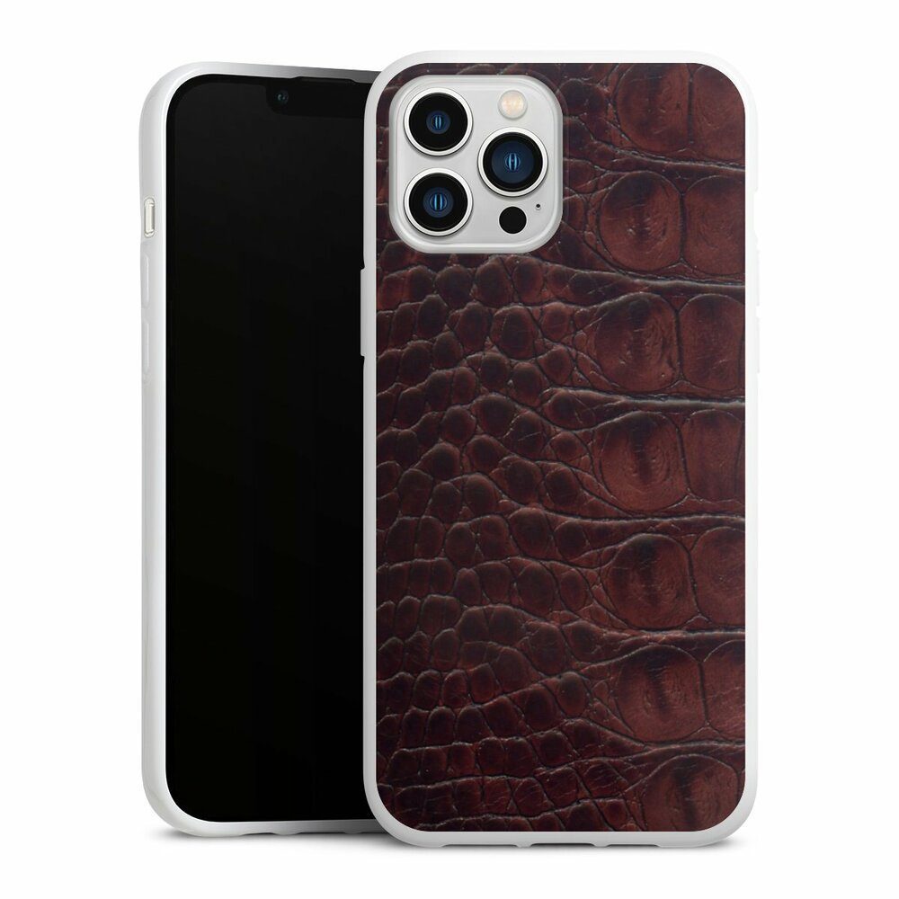 DeinDesign Handyhülle Krokodil Leder Animalprint Croco dark brown, Apple iPhone 13 Pro Max Silikon Hülle Bumper Case Handy Schutzhülle