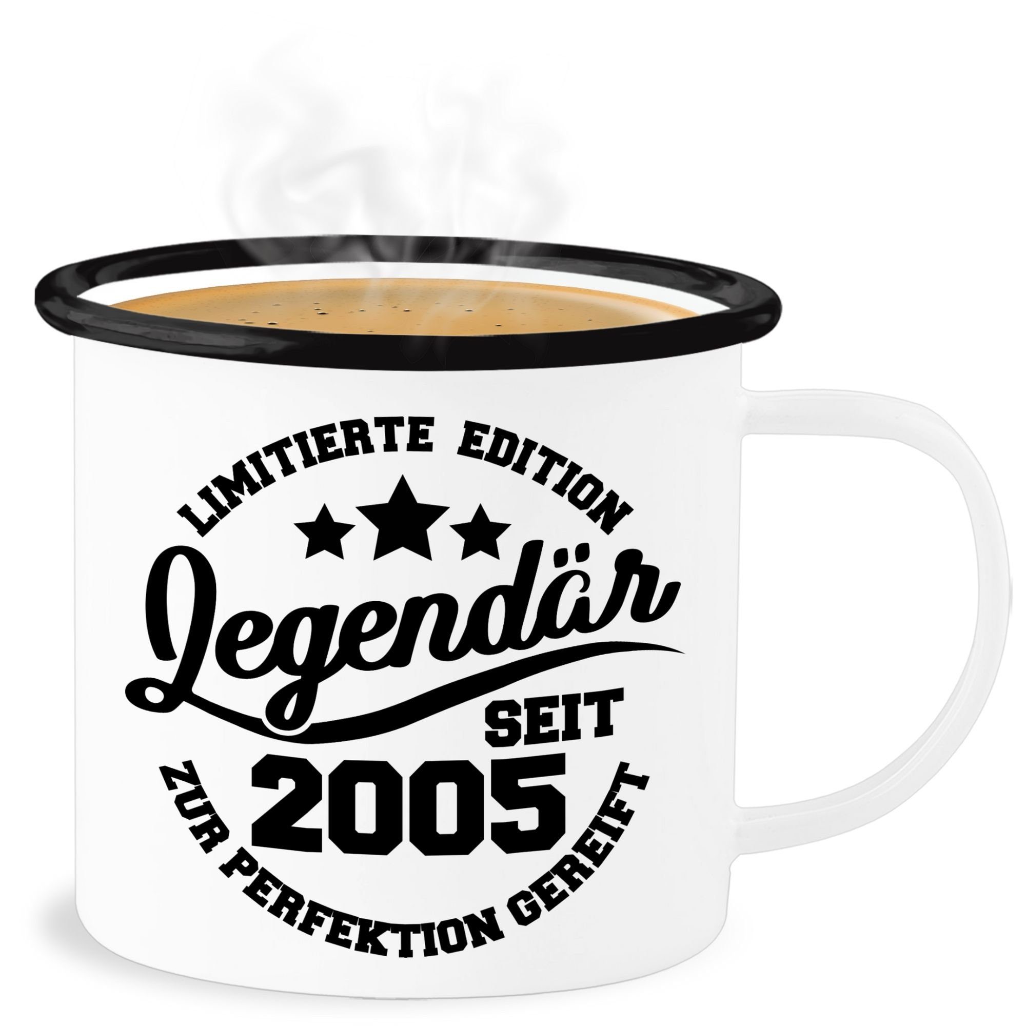 Shirtracer Becher Legendär seit 2005 - schwarz, Stahlblech, 18. Geburtstag Tasse 1 Weiß Schwarz