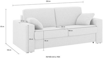 Home affaire Schlafsofa Roma Matratzenhöhe 14 cm, Dauerschlaffunktion, mit Unterfederung, Lattenrost, Matratze