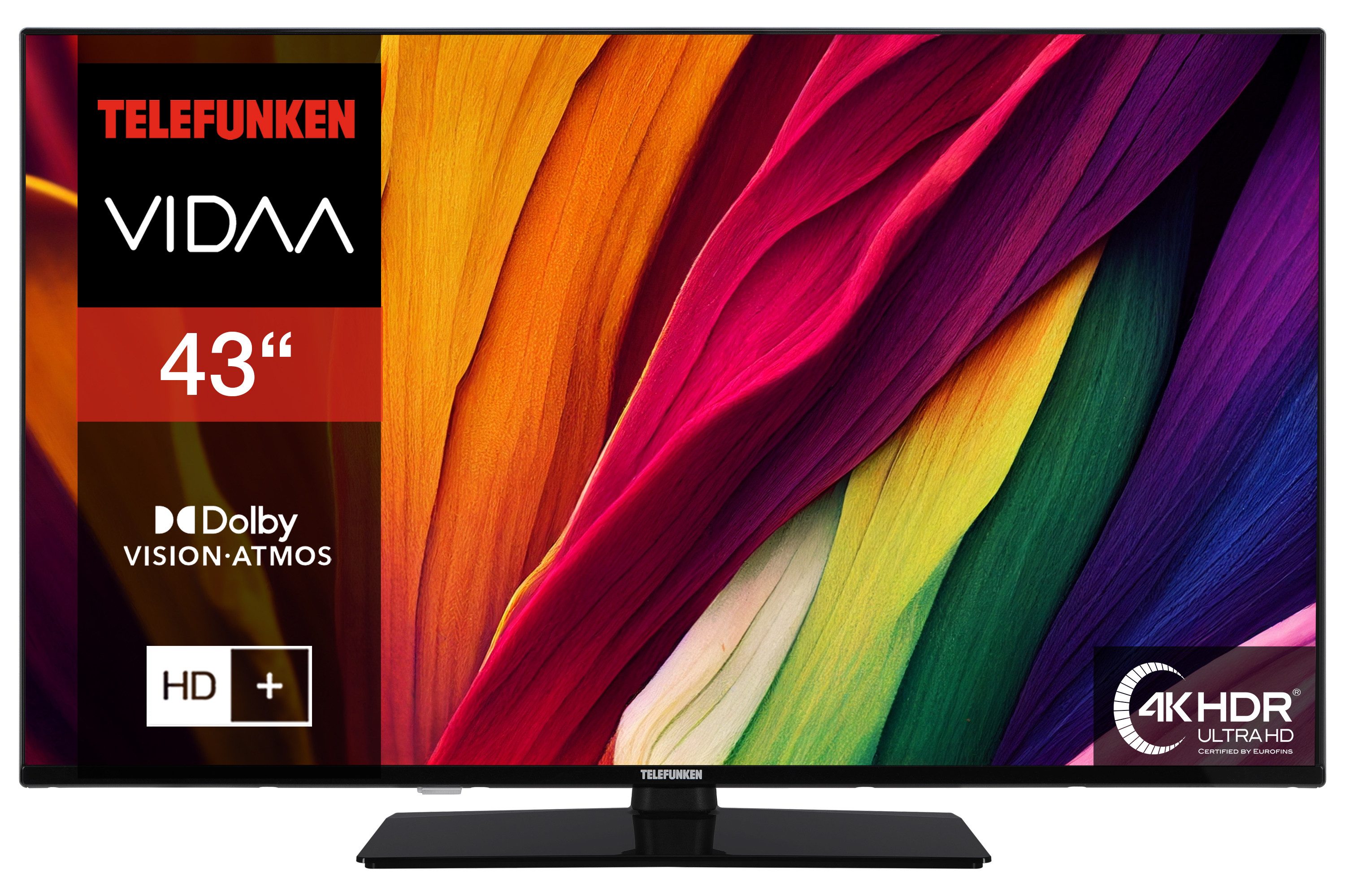 Telefunken XU43VP750M LCD-LED Fernseher (108 cm/43 Zoll, 4K Ultra HD, VIDAA Smart TV, VIDAA Smart TV, HDR Dolby Vision, Triple-Tuner, 6 Monate HD)