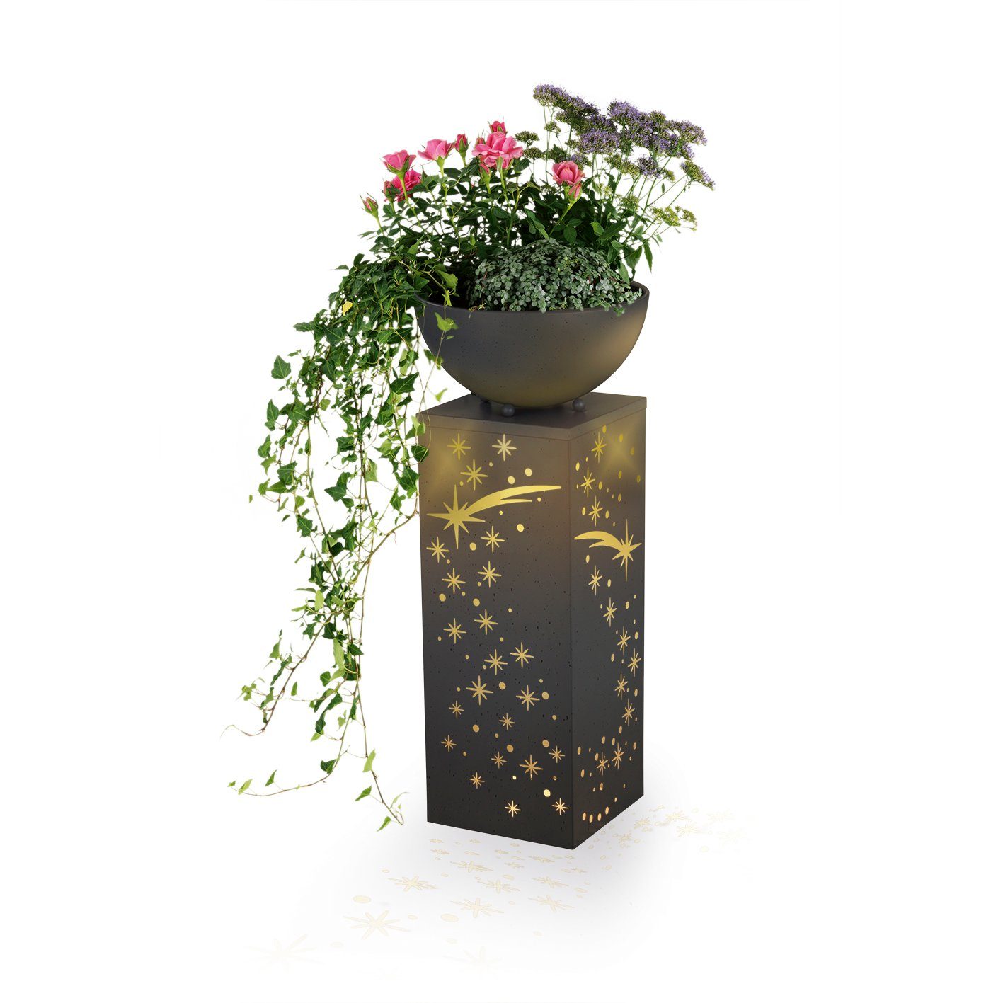 EASYmaxx Dekosäule Sternschnuppe, Pflanzschale Garten Deko Kübel Säule