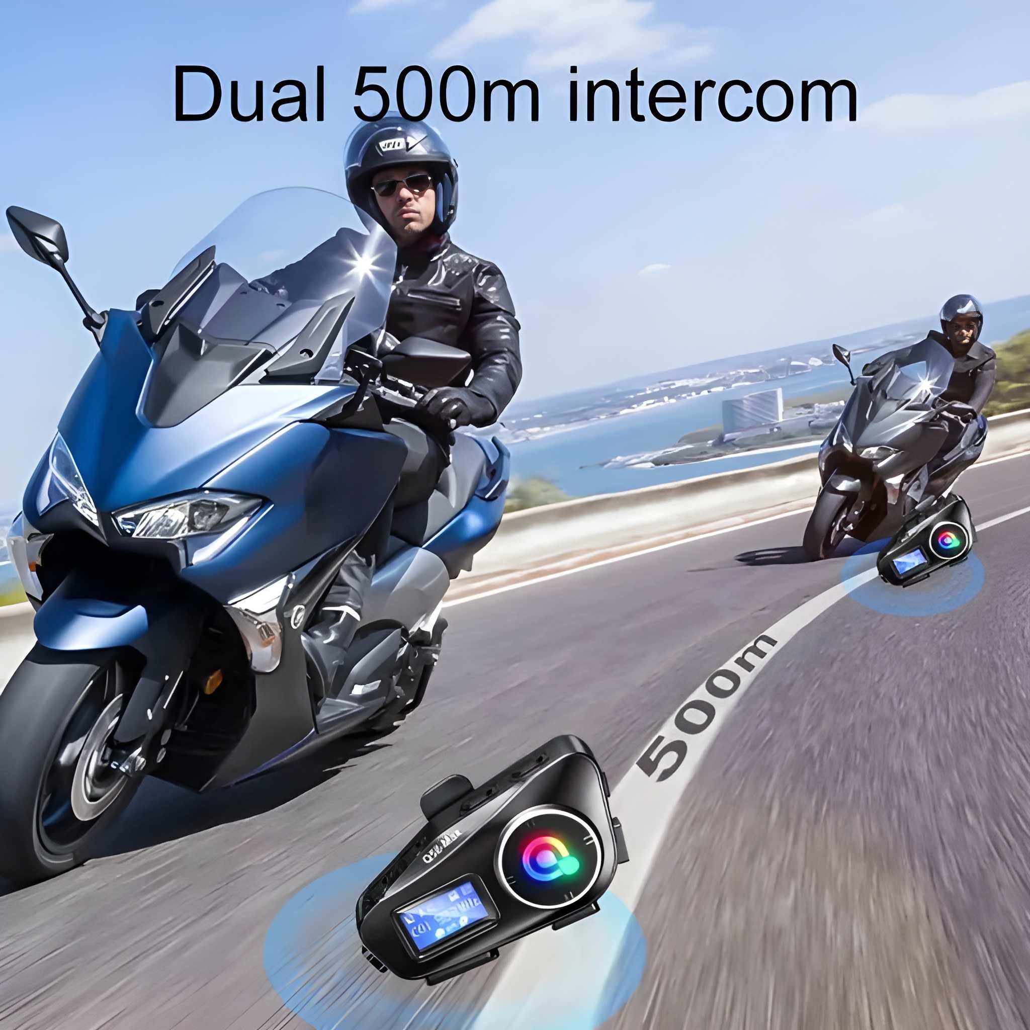 Athlix Motorrad Headset Bluetooth wasserdicht Radio Geräuschunterdrückung Motorrad-Navigationsgerät (500m Reichweite, KI-Sprachassistent, IP65 wasserdicht) – Bild 5 von 5