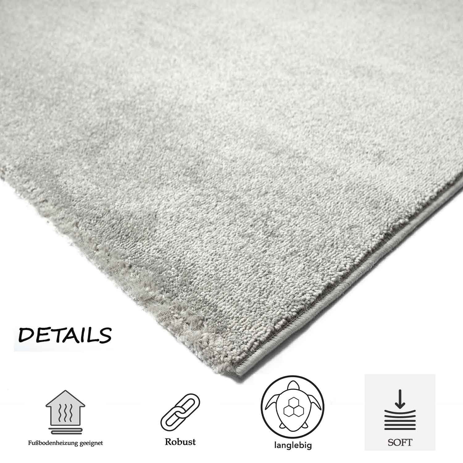 Vimoda Teppich Teppich Wohnzimmer Kurzflor, Rechteckig, Höhe: 8 mm, Teppich Einfarbig weich gewebt, Modern, in Versch. Größen & Farben