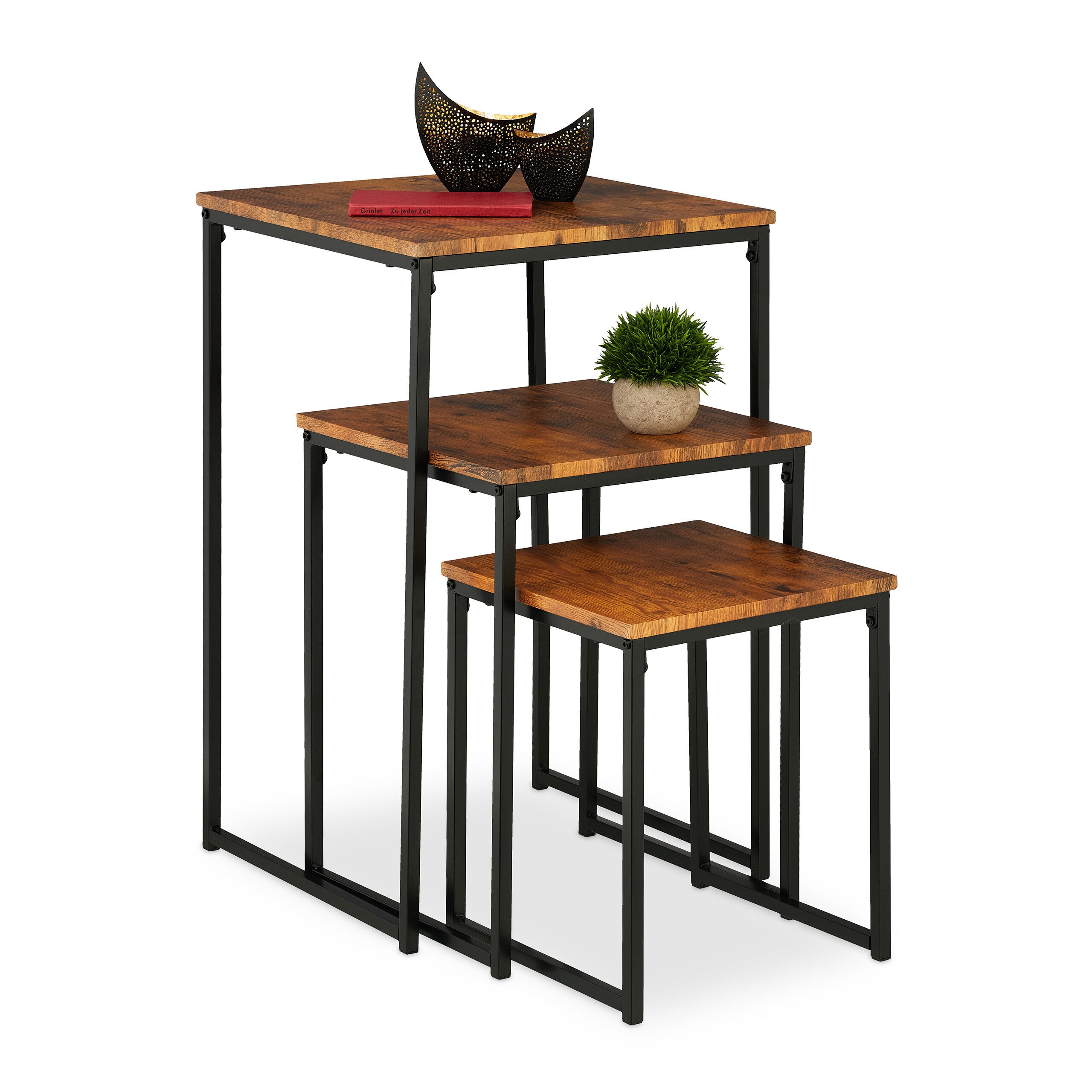 relaxdays Beistelltisch 3er Set (3-St., 3er Set), B