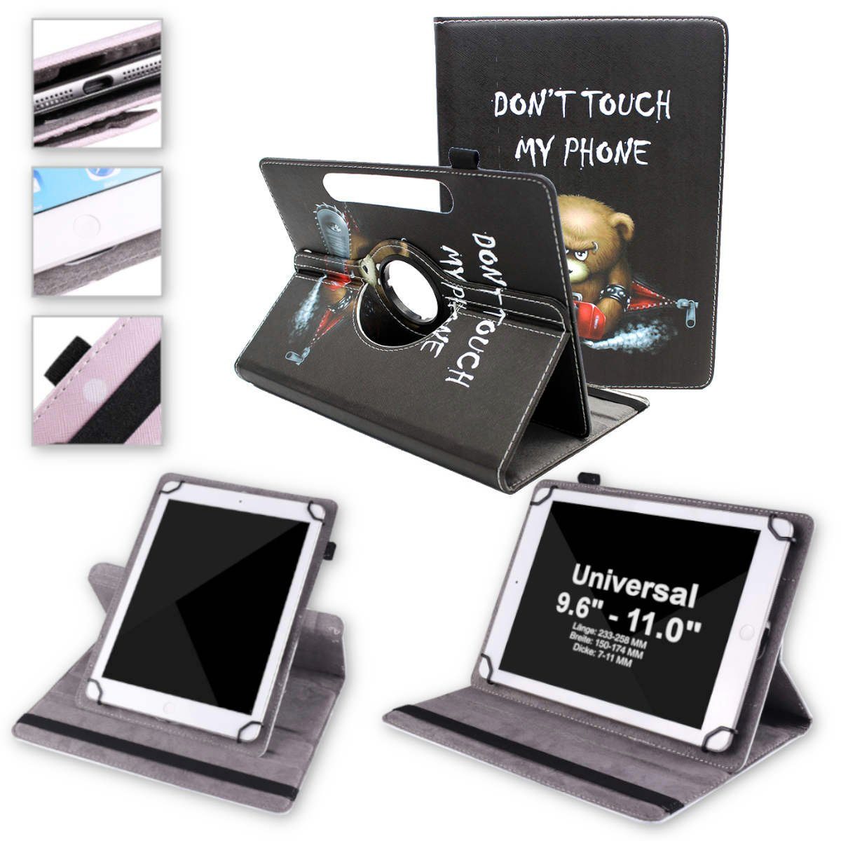 Wigento Tablet-Hülle Für Lenovo Tab E10 TB-X104F 10.1 360 Grad Rotation Universell Motiv 7 Tablet Tasche Kunst Leder Hülle Etuis