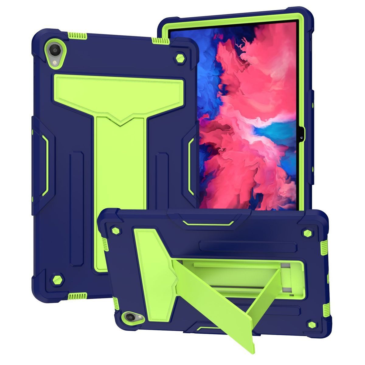 Wigento Tablet-Hülle Für Lenovo Tab P11 11.0 Zoll Tab-J606F aufstellbare Tablet Schutzhülle Cover Blau-Grün