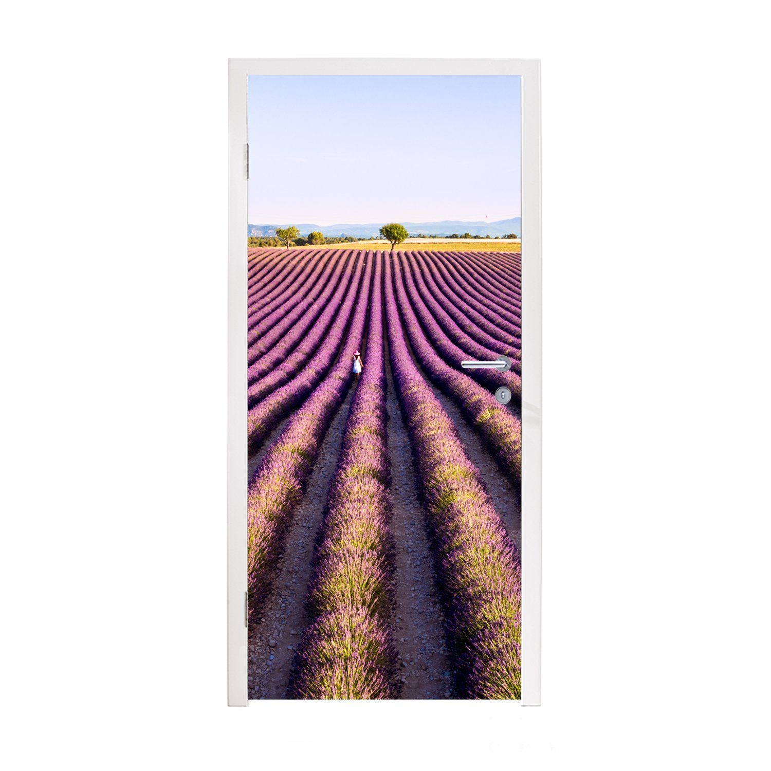 MuchoWow Türtapete Lavendelfelder in der Provence in Frankreich, Matt, bedruckt, (1 St), Fototapete für Tür, Türaufkleber, 75x205 cm