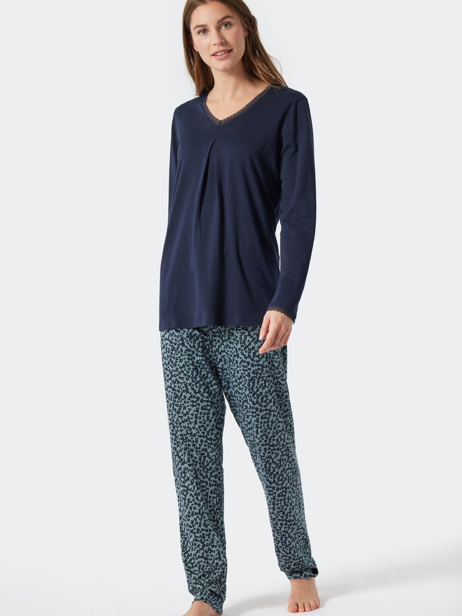 Schiesser Comfort Blau Pyjama Classic Fit