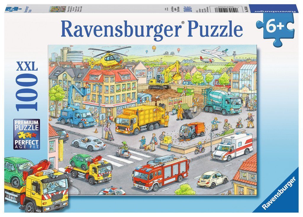 Ravensburger Puzzle 100 Teile Kinder Puzzle XXL Fahrzeuge in der Stadt 1055 günstig online kaufen