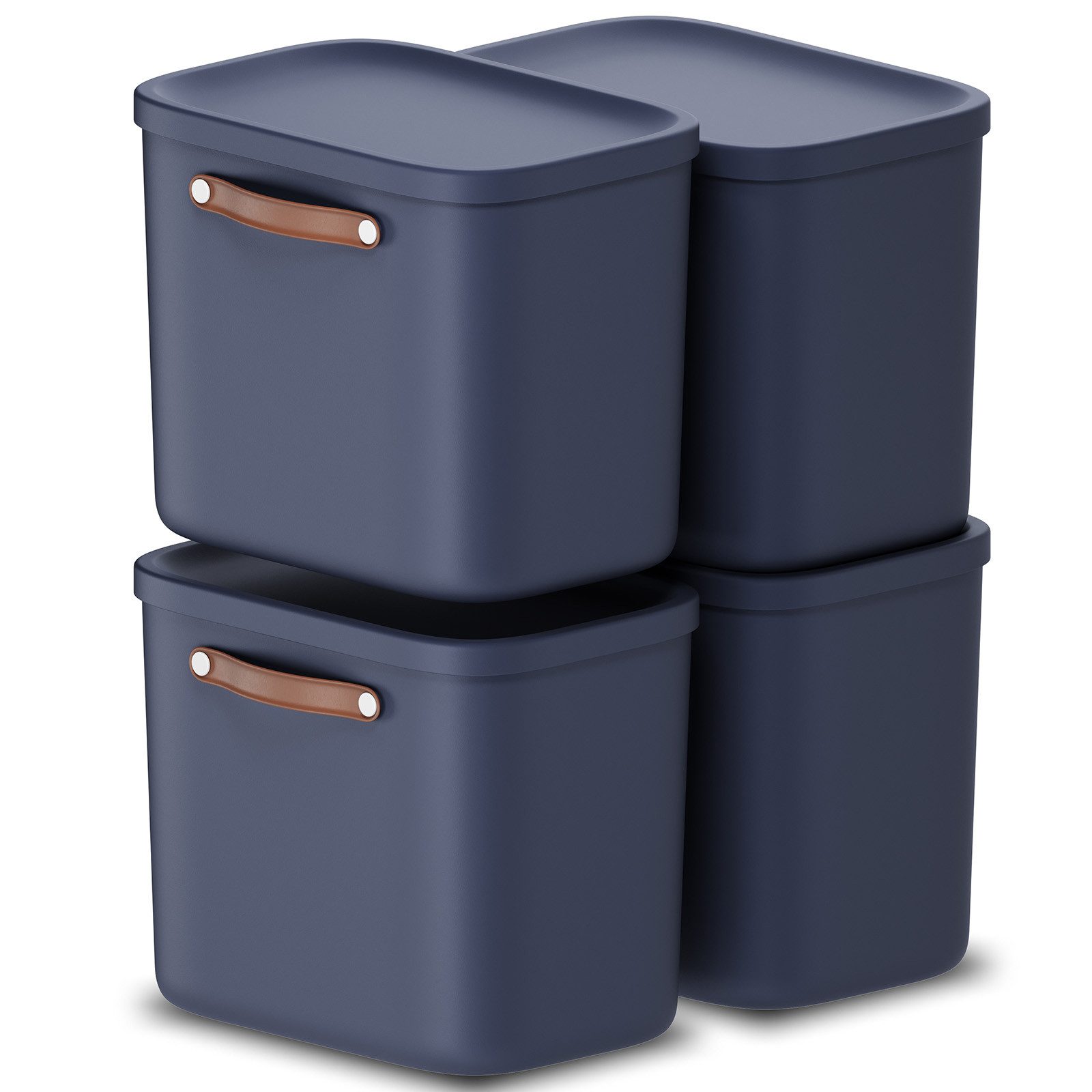 ROTHO Stapelbox 4er-Set Kiste mit Deckel Maloja 25l (Aufbewahrungsset, 4er-Set)