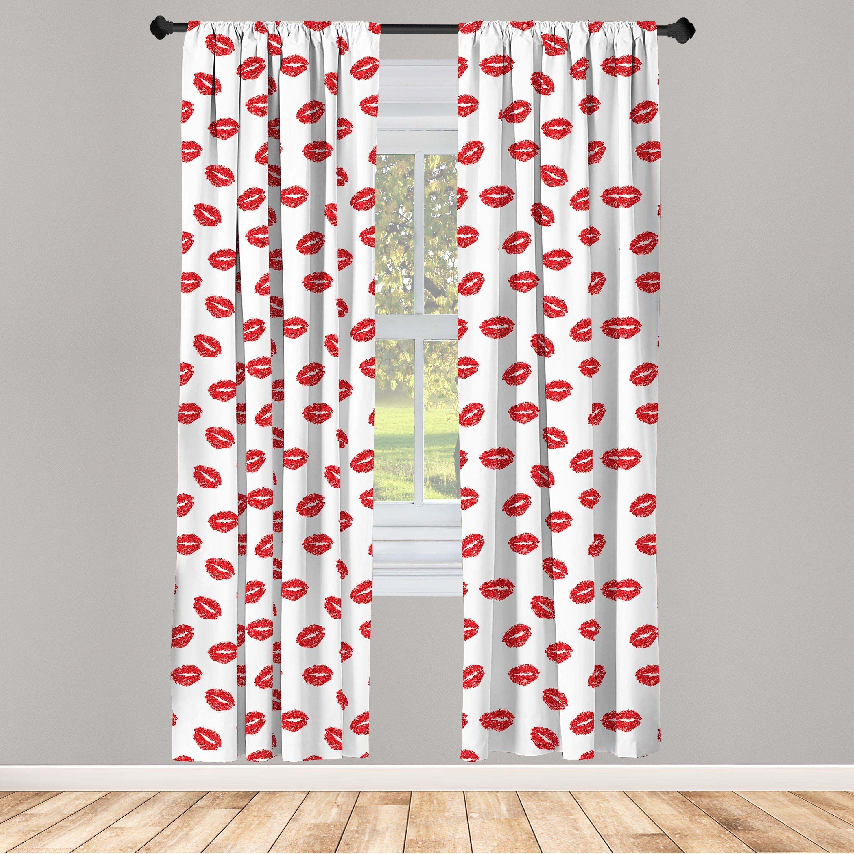 Gardine Vorhang für Wohnzimmer Schlafzimmer Dekor, Abakuhaus, Microfaser, Lippen Rot-Küsse Impressum